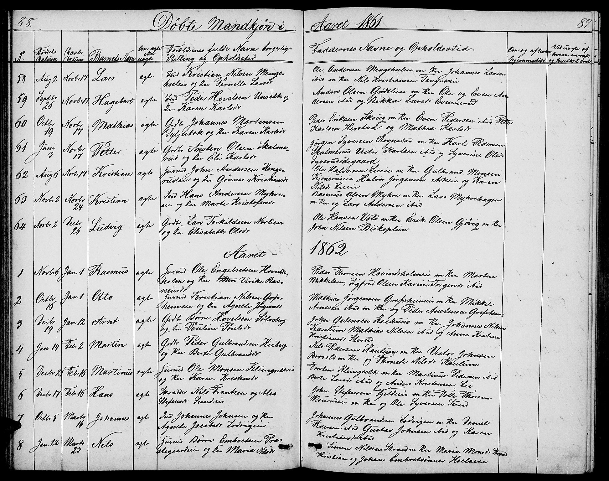 Nes prestekontor, Hedmark, AV/SAH-PREST-020/L/La/L0005: Klokkerbok nr. 5, 1852-1889, s. 88-89