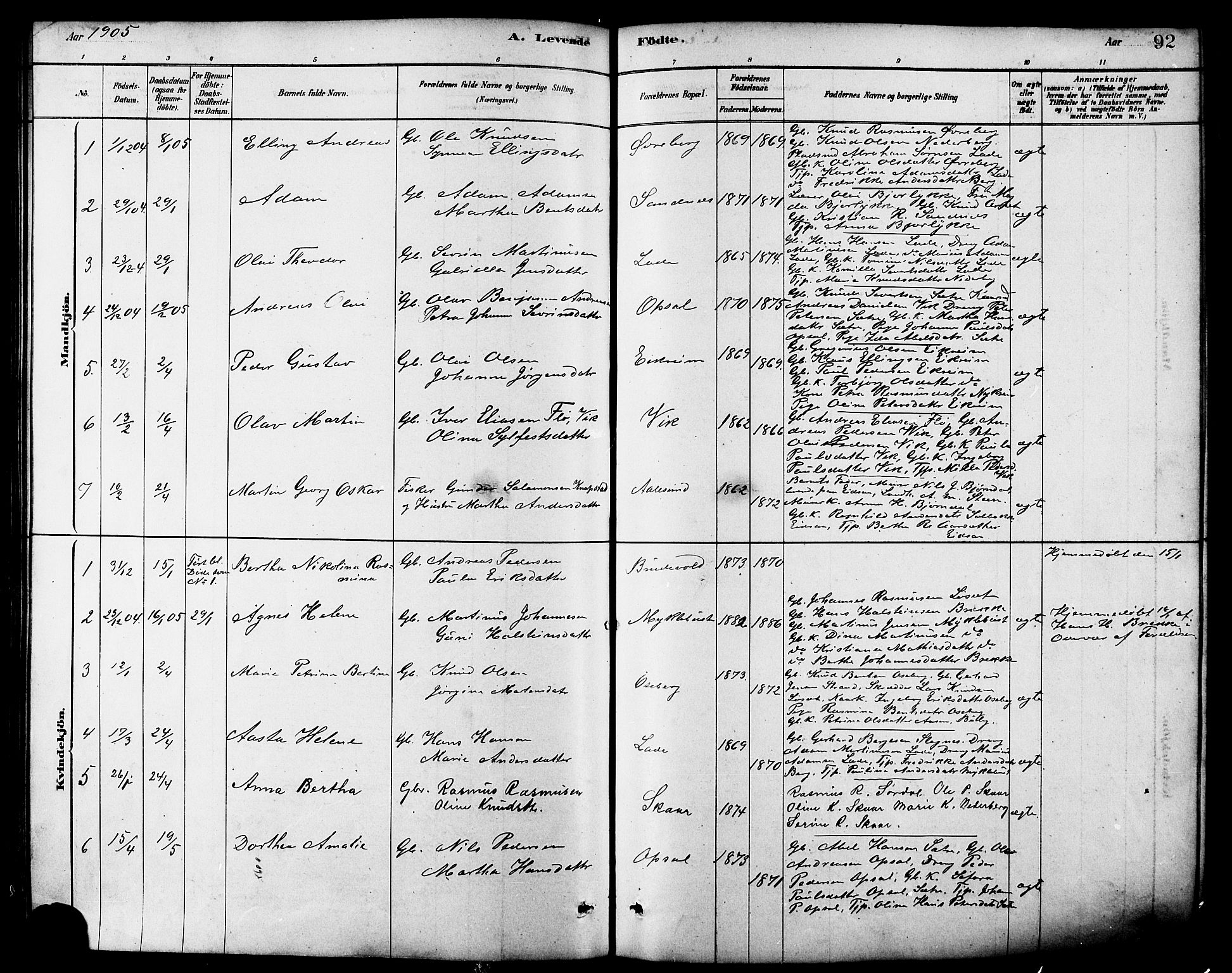 Ministerialprotokoller, klokkerbøker og fødselsregistre - Møre og Romsdal, AV/SAT-A-1454/502/L0027: Klokkerbok nr. 502C01, 1878-1908, s. 92