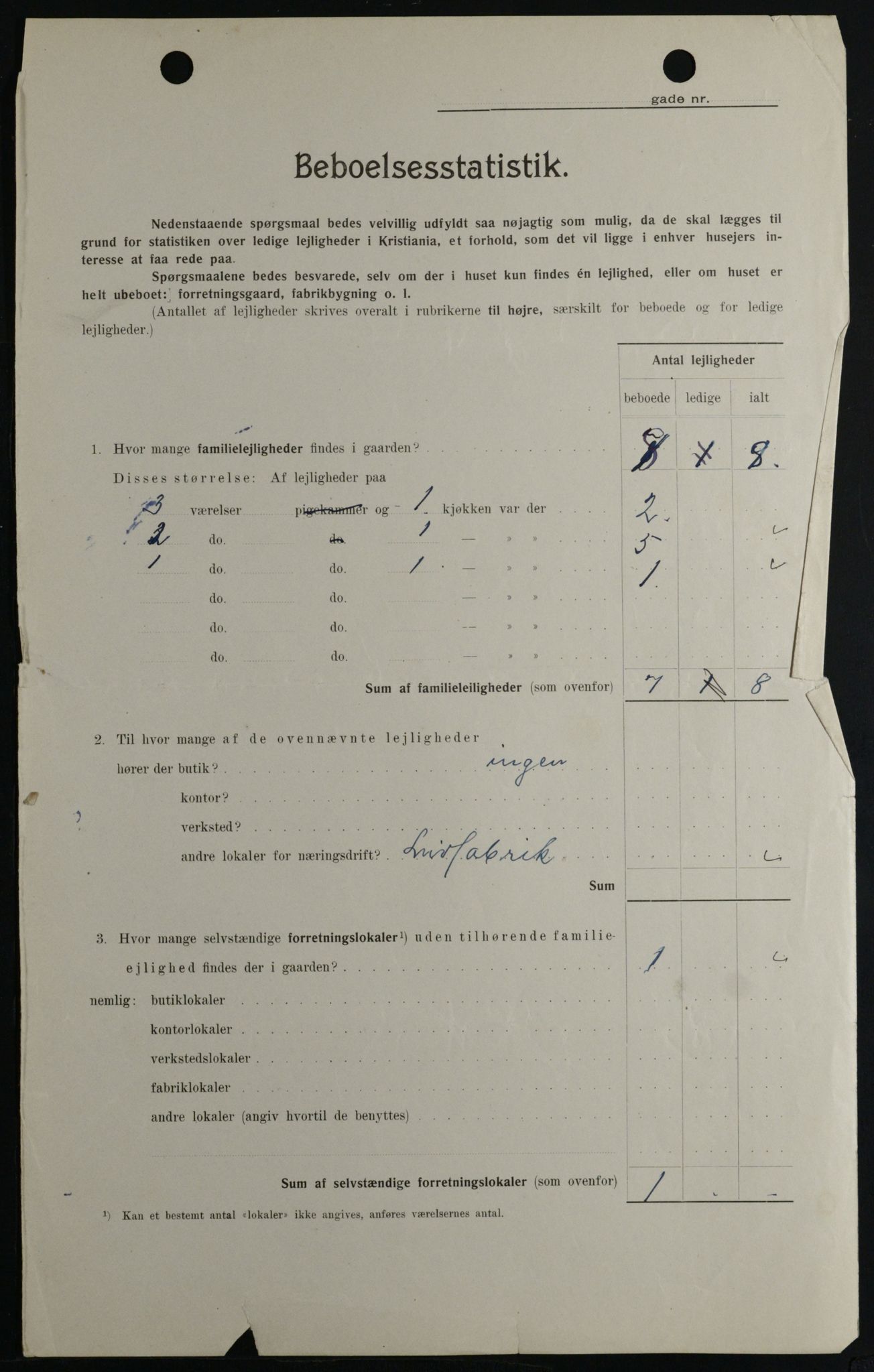 OBA, Kommunal folketelling 1.2.1908 for Kristiania kjøpstad, 1908, s. 48262