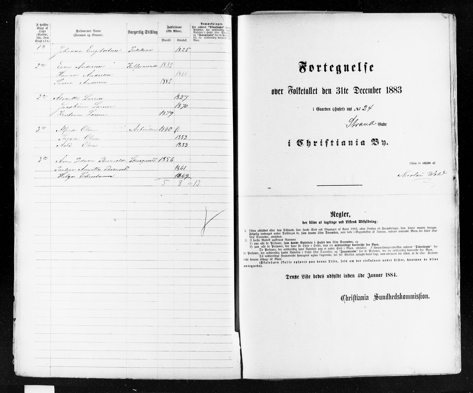 OBA, Kommunal folketelling 31.12.1883 for Kristiania kjøpstad, 1883, s. 4396