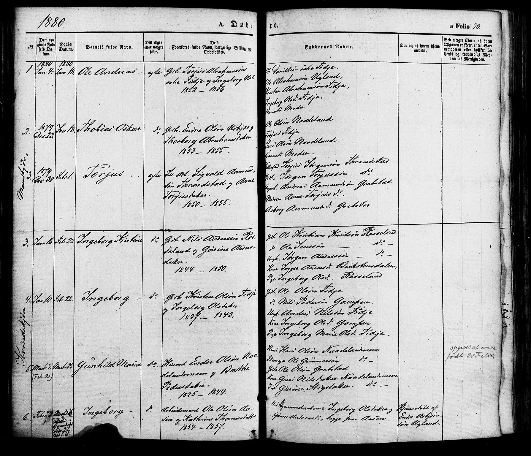 Søgne sokneprestkontor, AV/SAK-1111-0037/F/Fa/Faa/L0002: Ministerialbok nr. A 2, 1854-1882, s. 73