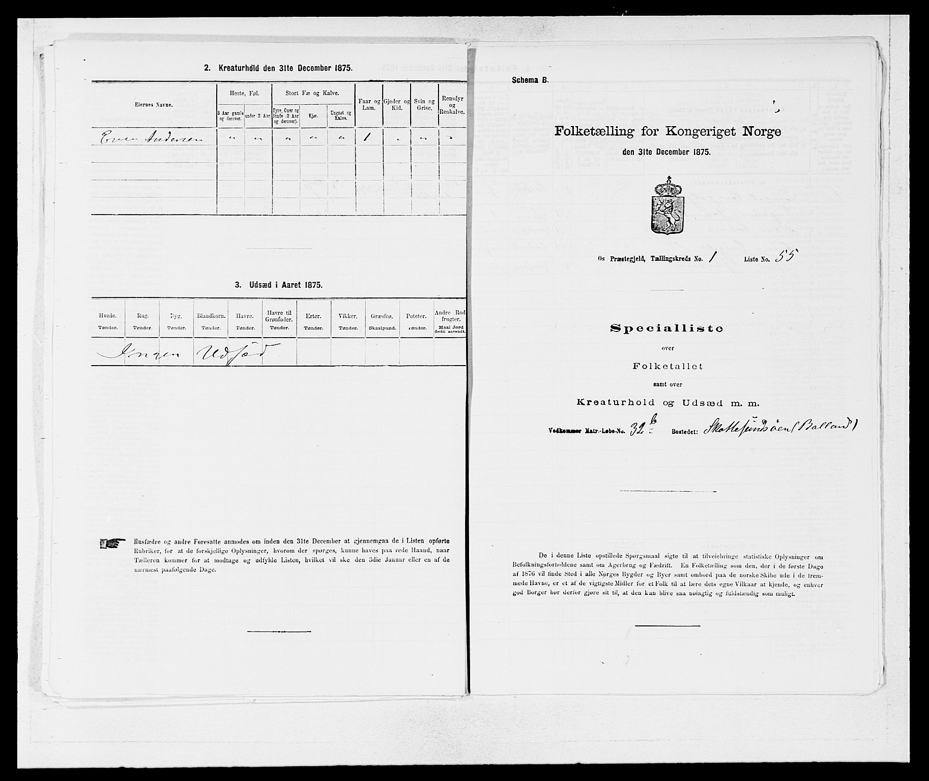 SAB, Folketelling 1875 for 1243P Os prestegjeld, 1875, s. 133
