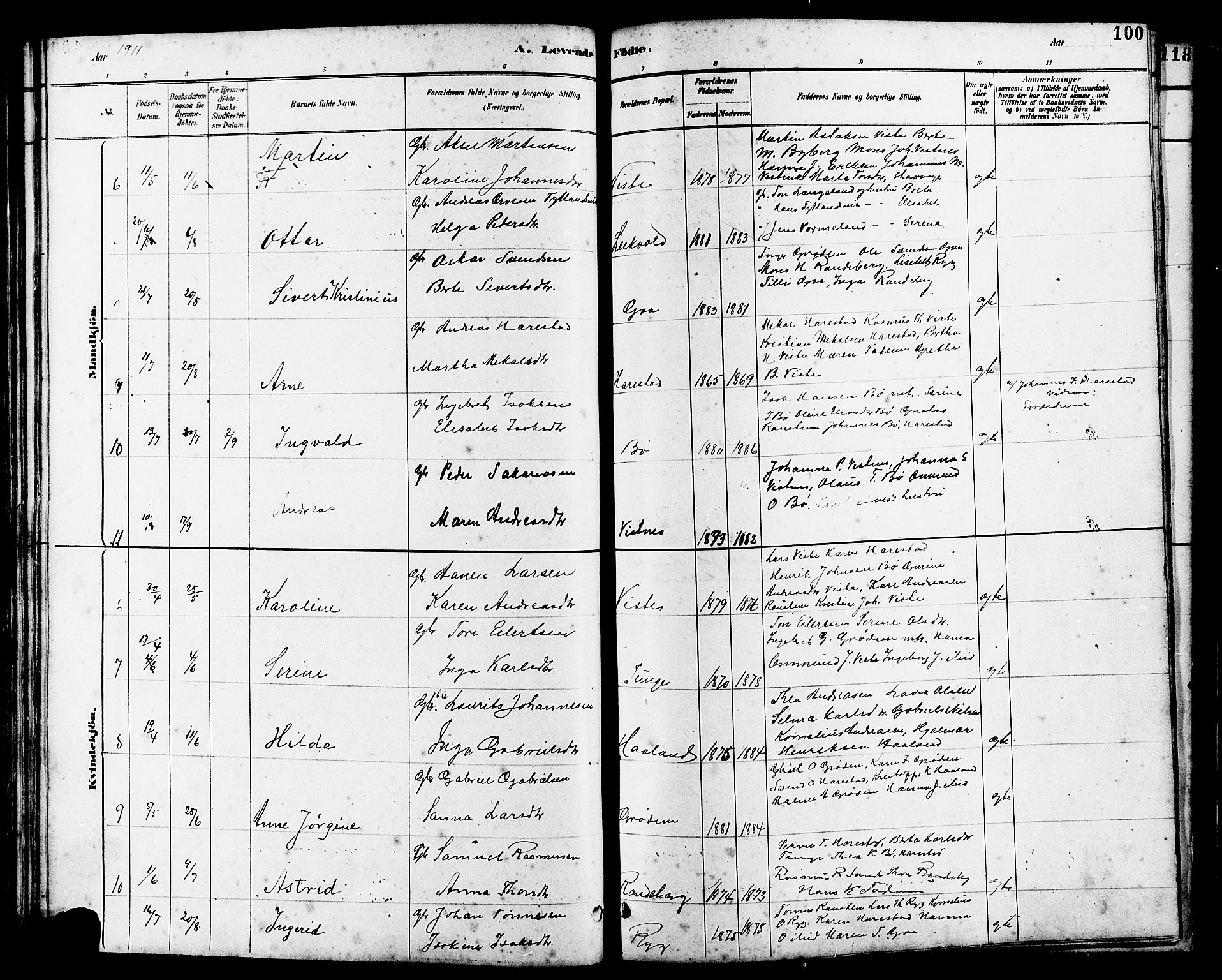 Hetland sokneprestkontor, AV/SAST-A-101826/30/30BB/L0006: Klokkerbok nr. B 6, 1878-1921, s. 100