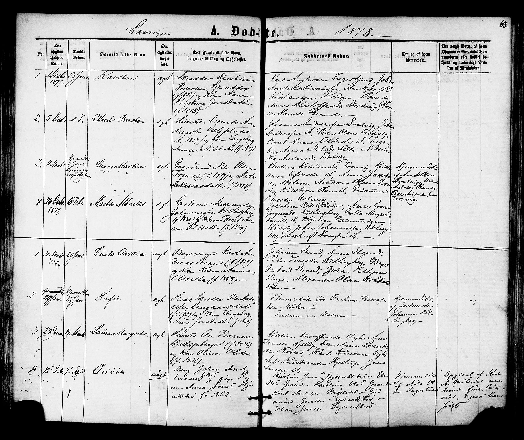 Ministerialprotokoller, klokkerbøker og fødselsregistre - Nord-Trøndelag, AV/SAT-A-1458/701/L0009: Ministerialbok nr. 701A09 /1, 1864-1882, s. 63