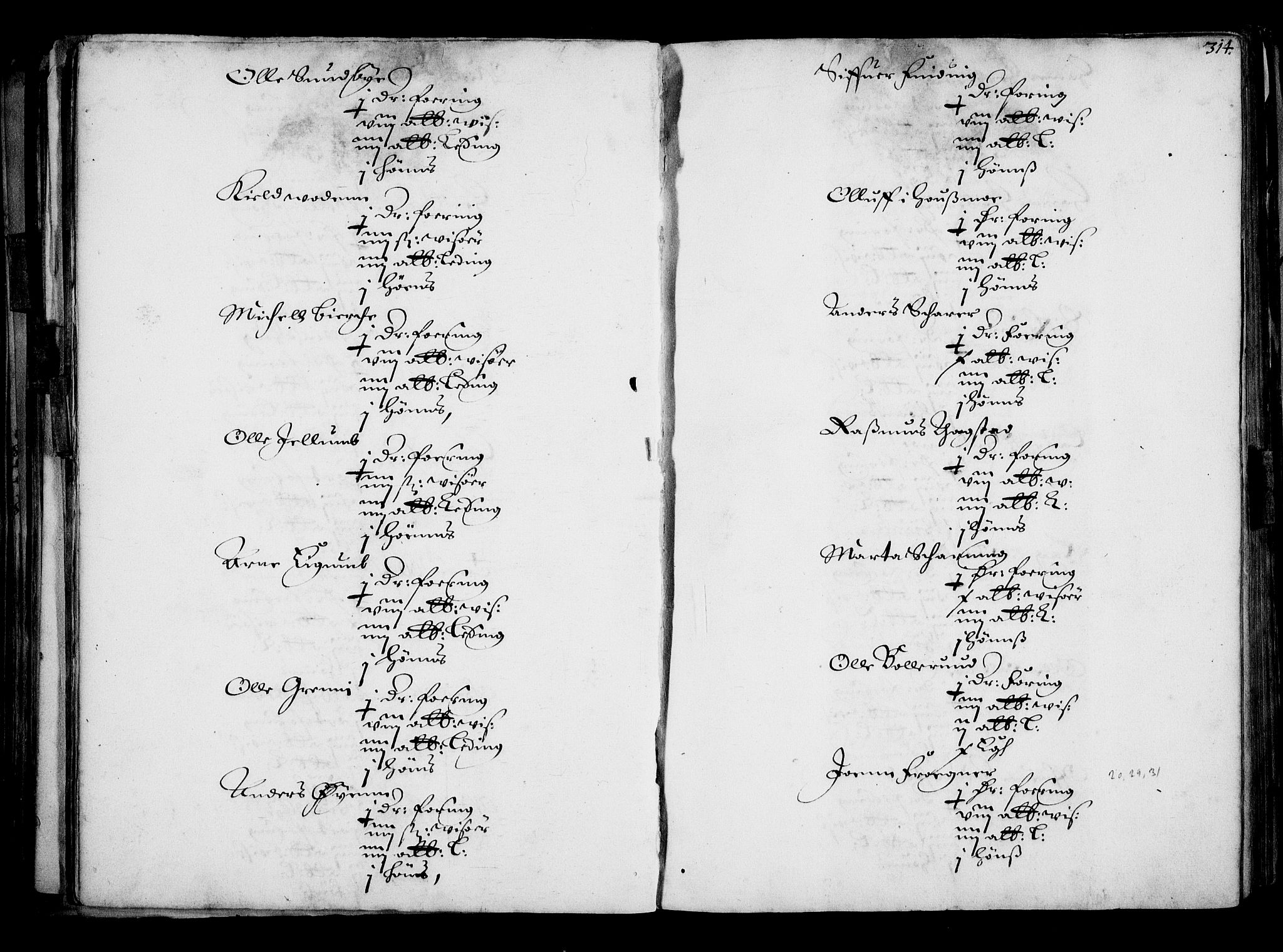 Rentekammeret inntil 1814, Realistisk ordnet avdeling, AV/RA-EA-4070/N/Na/L0001: [XI f]: Akershus stifts jordebok, 1652, s. 313b-314a