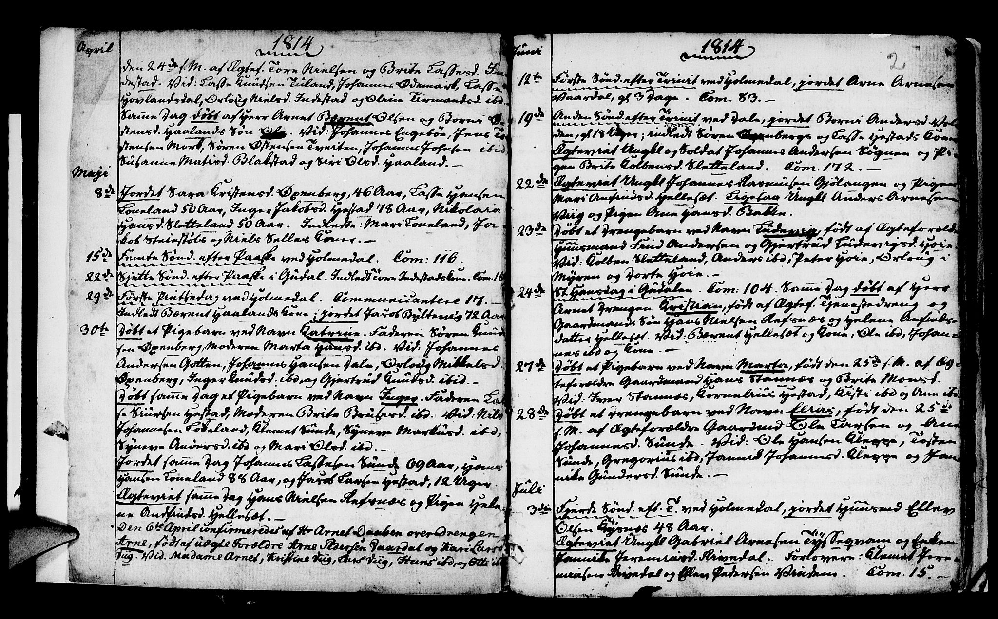 Fjaler sokneprestembete, AV/SAB-A-79801/H/Haa/Haaa/L0004: Ministerialbok nr. A 4, 1814-1821, s. 2