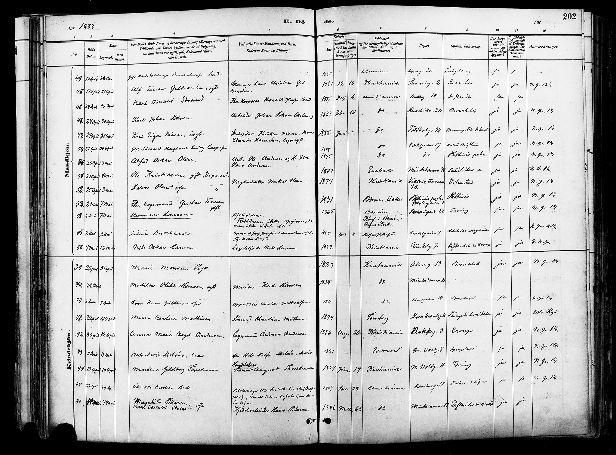 Johannes prestekontor Kirkebøker, AV/SAO-A-10852/F/Fa/L0004: Ministerialbok nr. 4, 1883-1907, s. 202