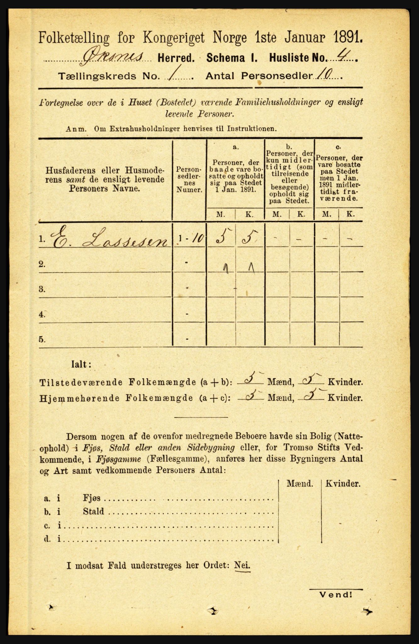 RA, Folketelling 1891 for 1868 Øksnes herred, 1891, s. 22