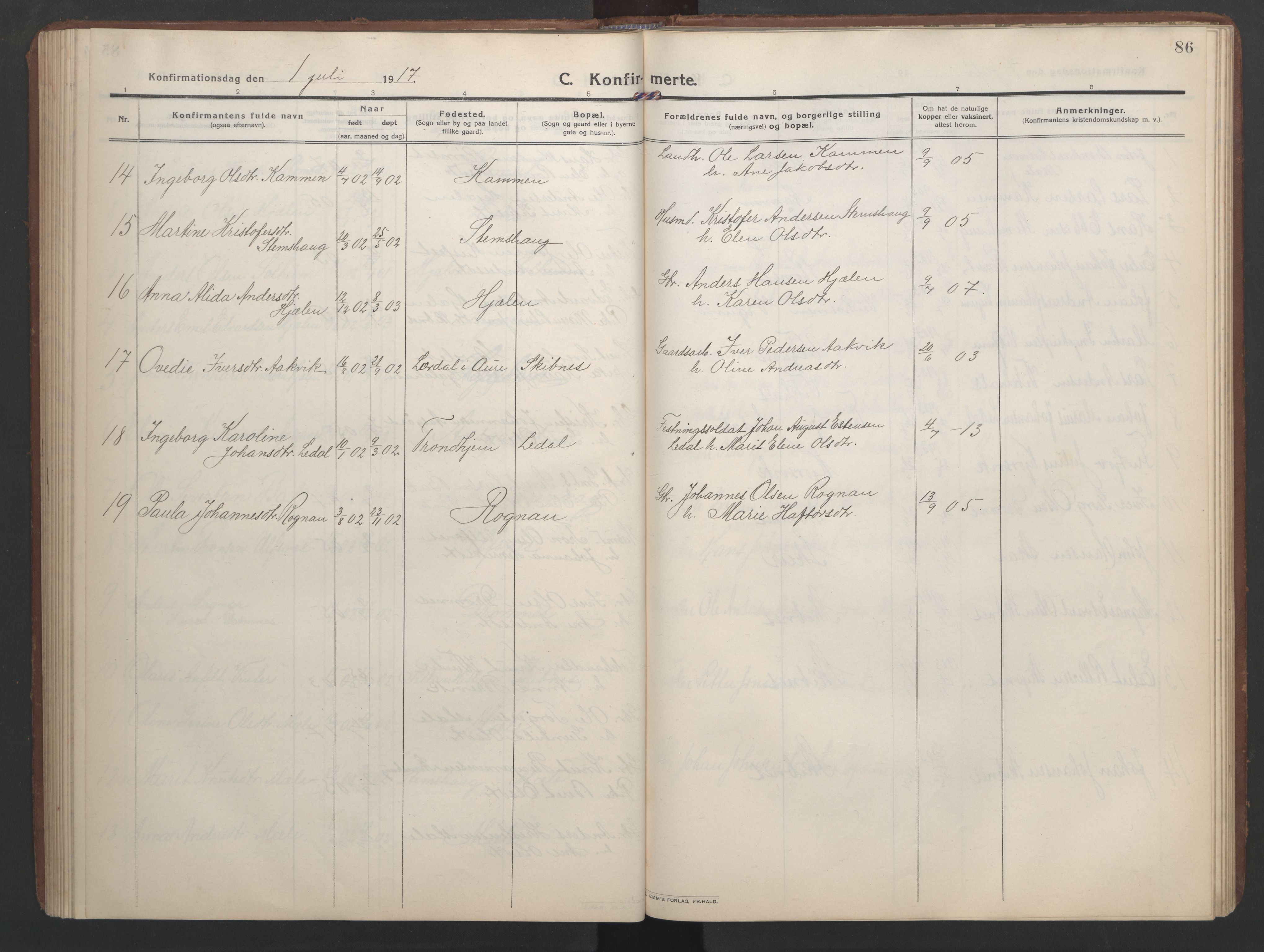 Ministerialprotokoller, klokkerbøker og fødselsregistre - Møre og Romsdal, AV/SAT-A-1454/579/L0919: Klokkerbok nr. 579C01, 1909-1957, s. 86