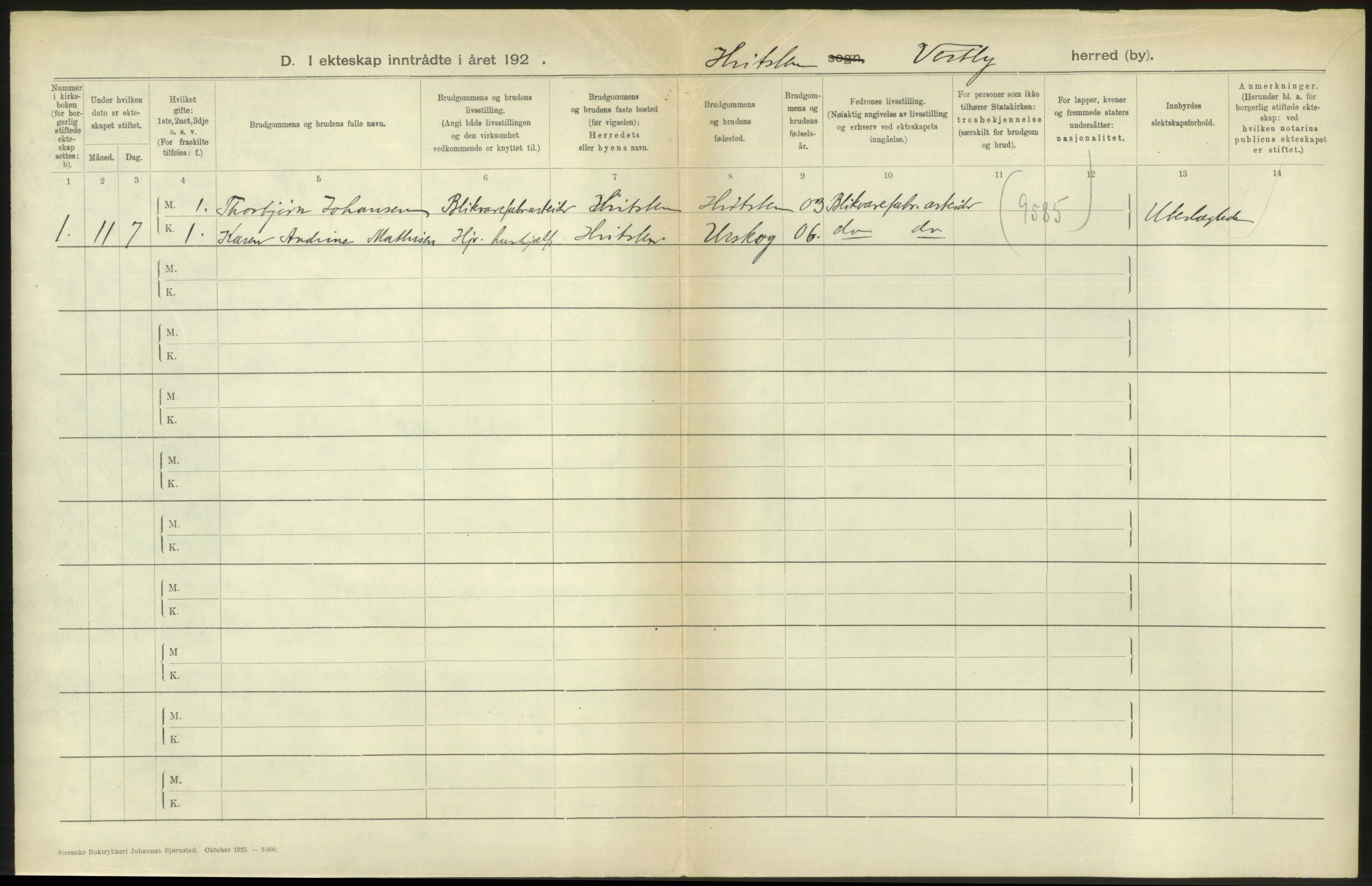 Statistisk sentralbyrå, Sosiodemografiske emner, Befolkning, RA/S-2228/D/Df/Dfc/Dfce/L0005: Akershus amt: Døde, gifte. Bygder og byer., 1925