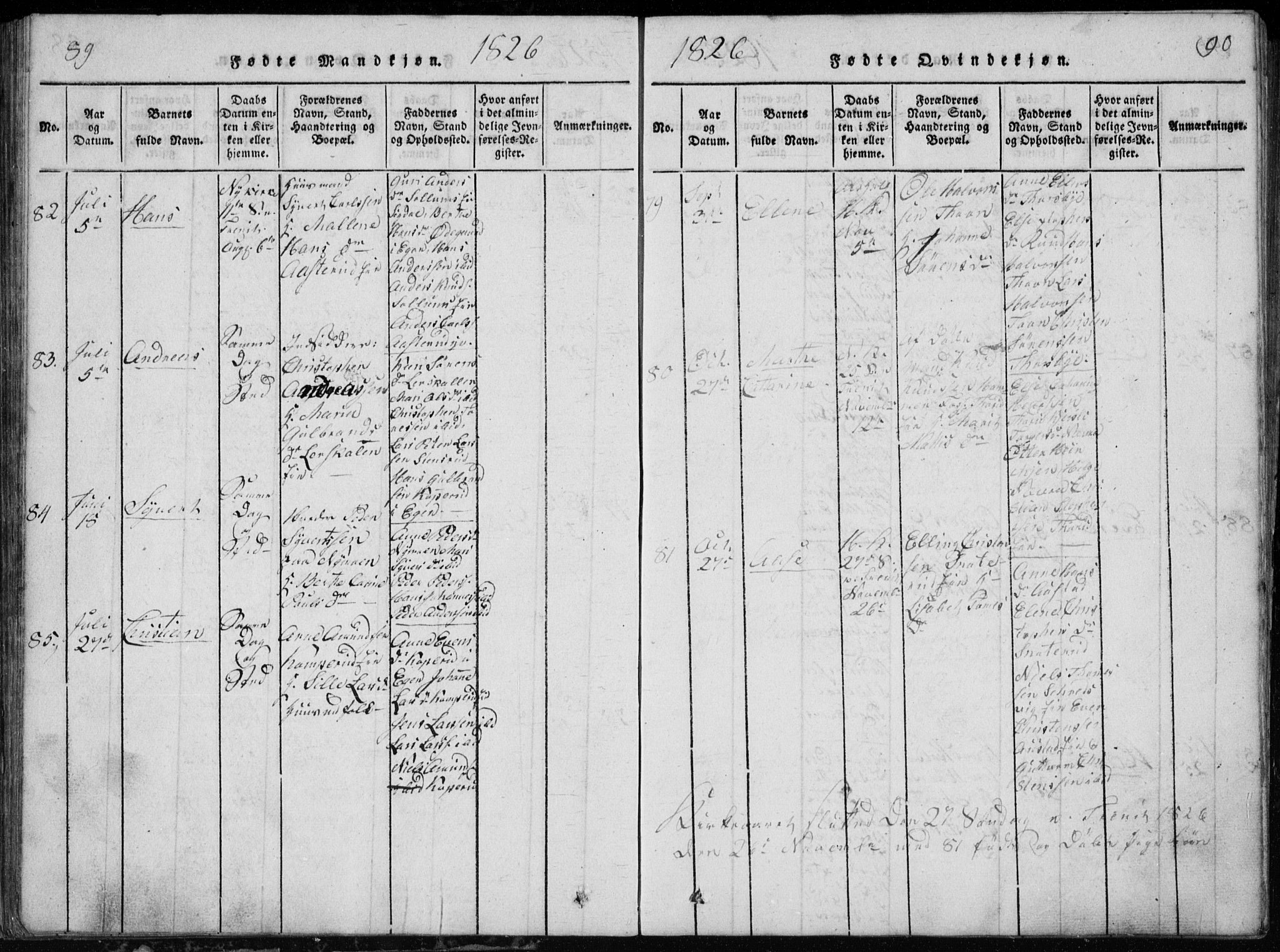 Modum kirkebøker, AV/SAKO-A-234/G/Ga/L0002: Klokkerbok nr. I 2, 1824-1832, s. 89-90