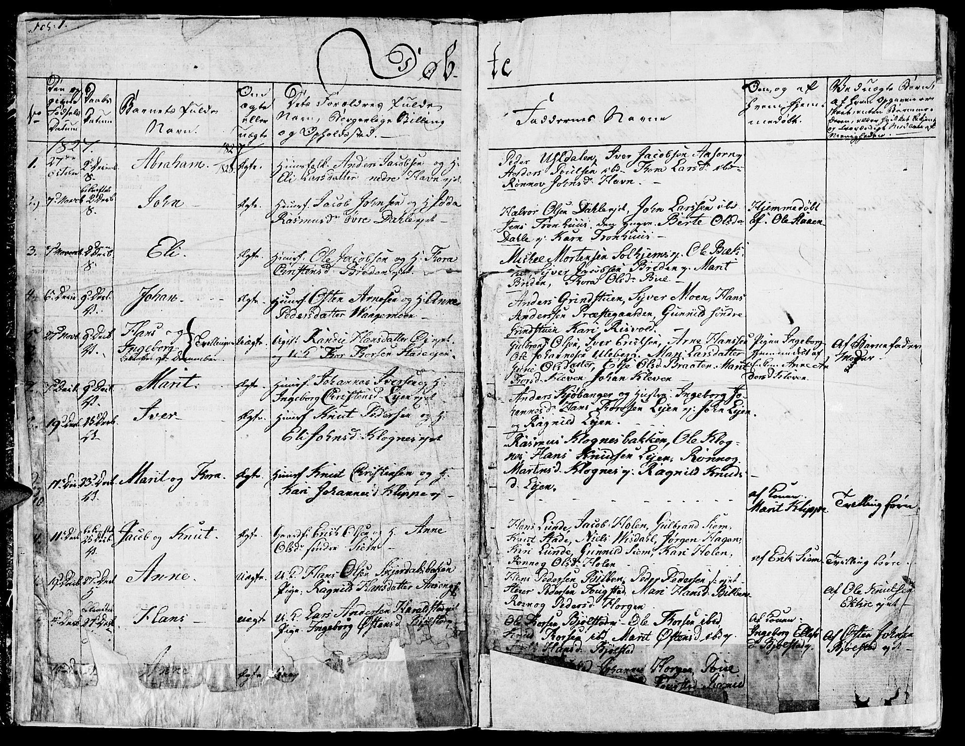 Vågå prestekontor, AV/SAH-PREST-076/H/Ha/Haa/L0004: Ministerialbok nr. 4 /1, 1827-1842, s. 1
