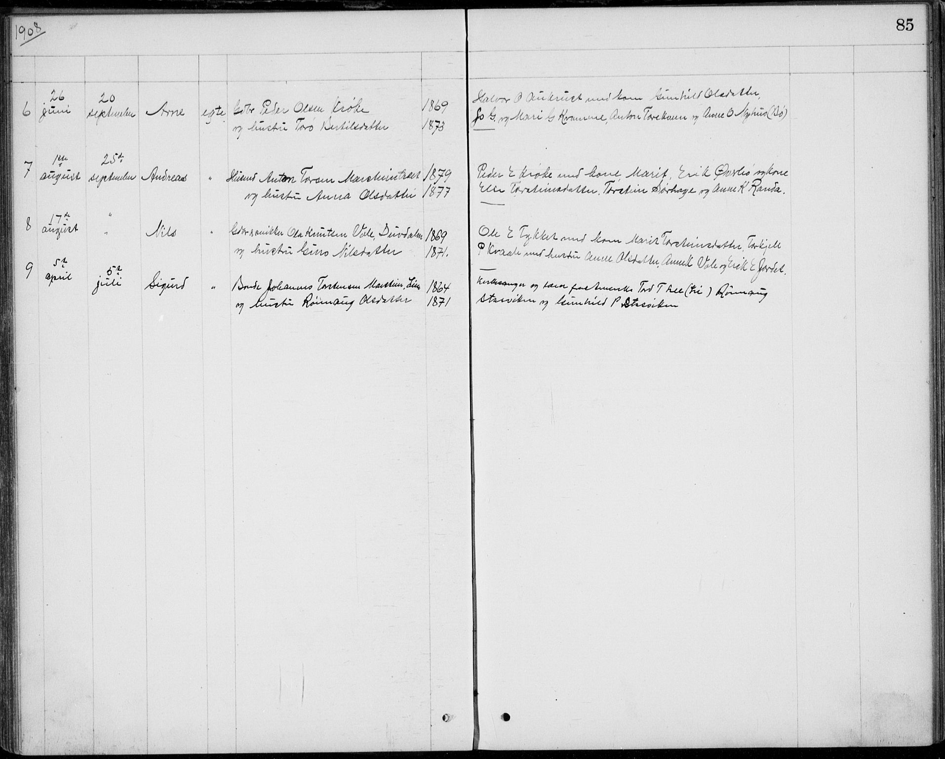 Lom prestekontor, SAH/PREST-070/L/L0013: Klokkerbok nr. 13, 1874-1938, s. 85