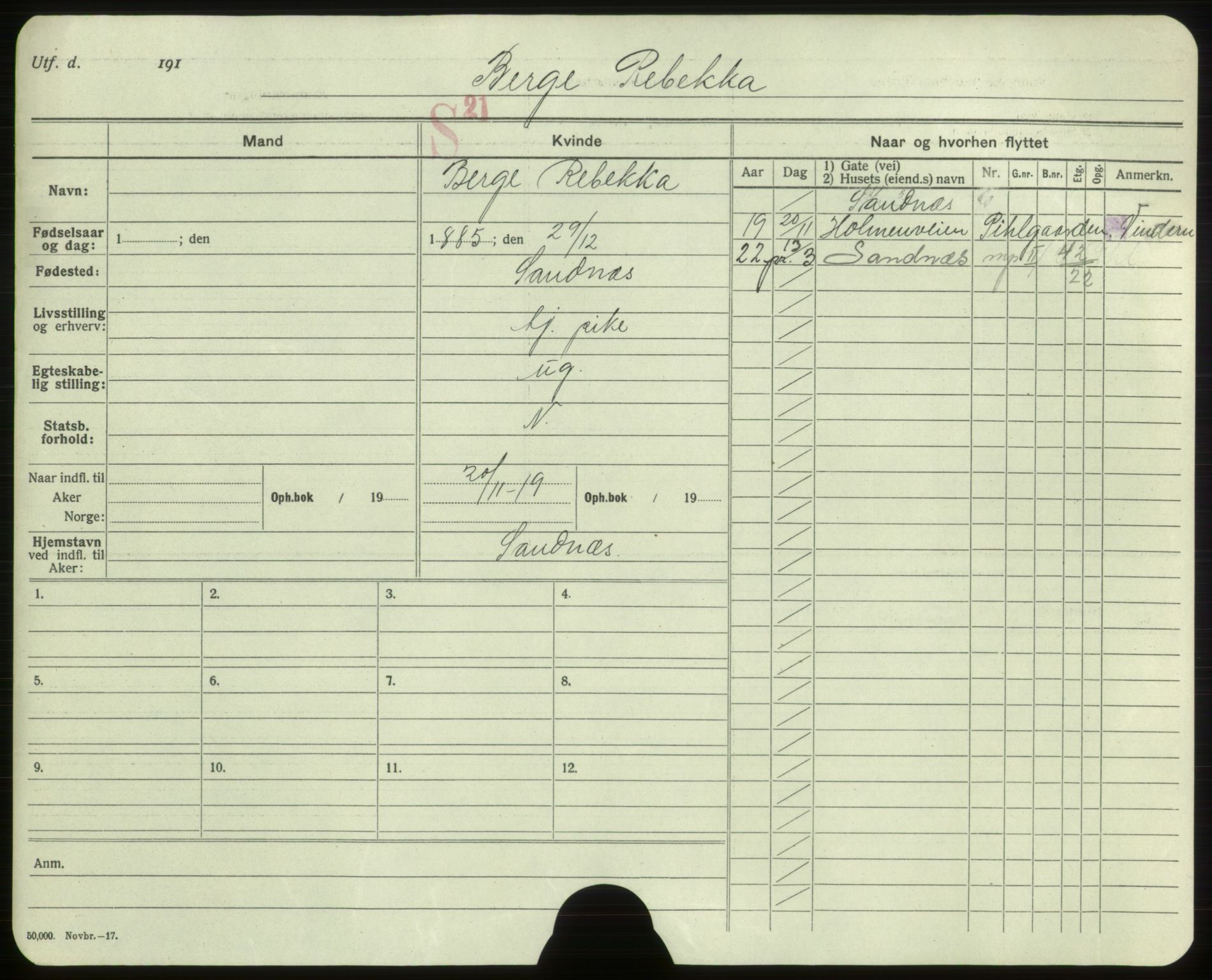 Oslo folkeregister, Registerkort, AV/SAO-A-11715/F/Fa/Faa/L0002: Kvinner, 1917-1922, s. 6