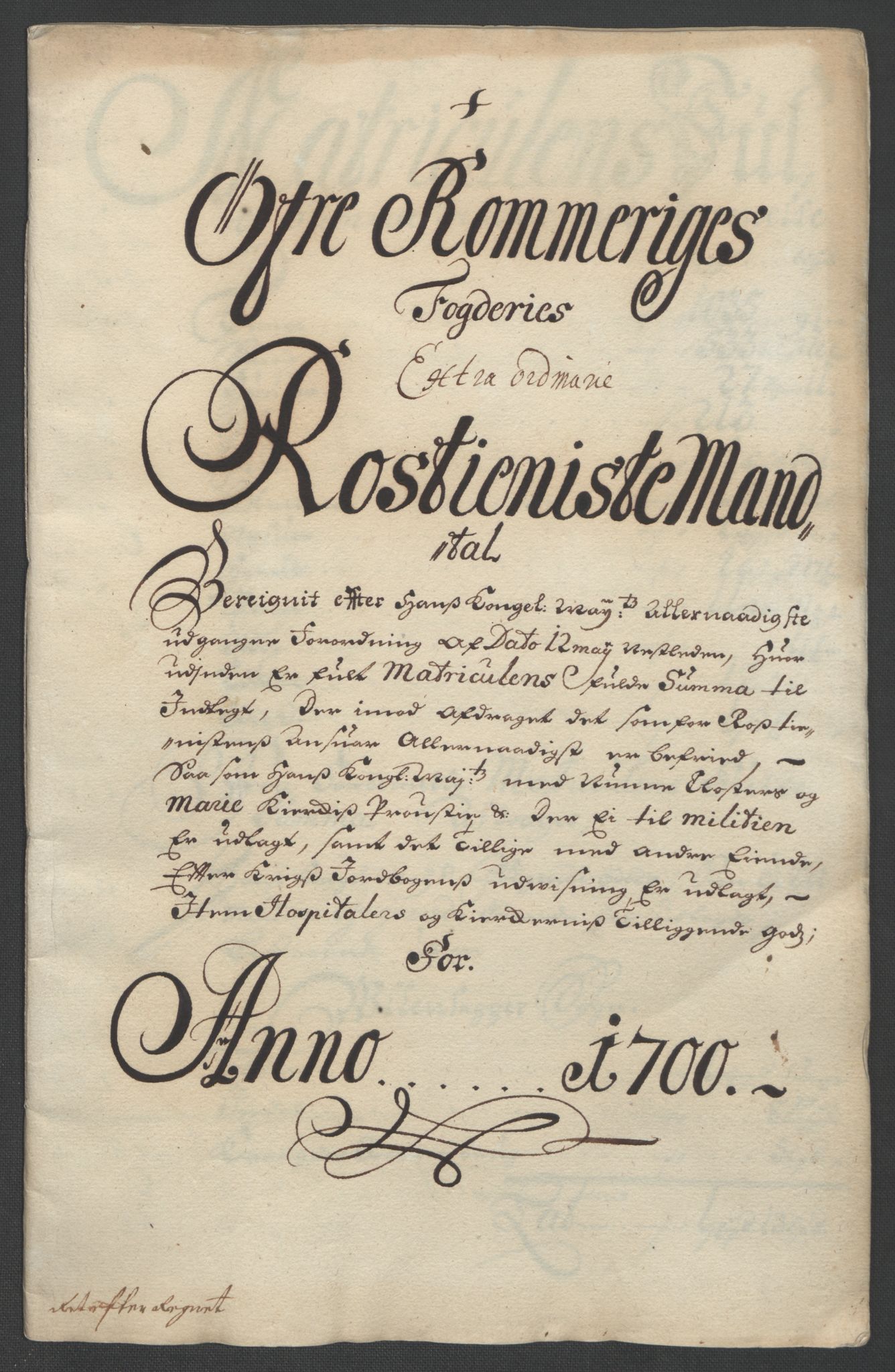 Rentekammeret inntil 1814, Reviderte regnskaper, Fogderegnskap, RA/EA-4092/R12/L0712: Fogderegnskap Øvre Romerike, 1700, s. 247
