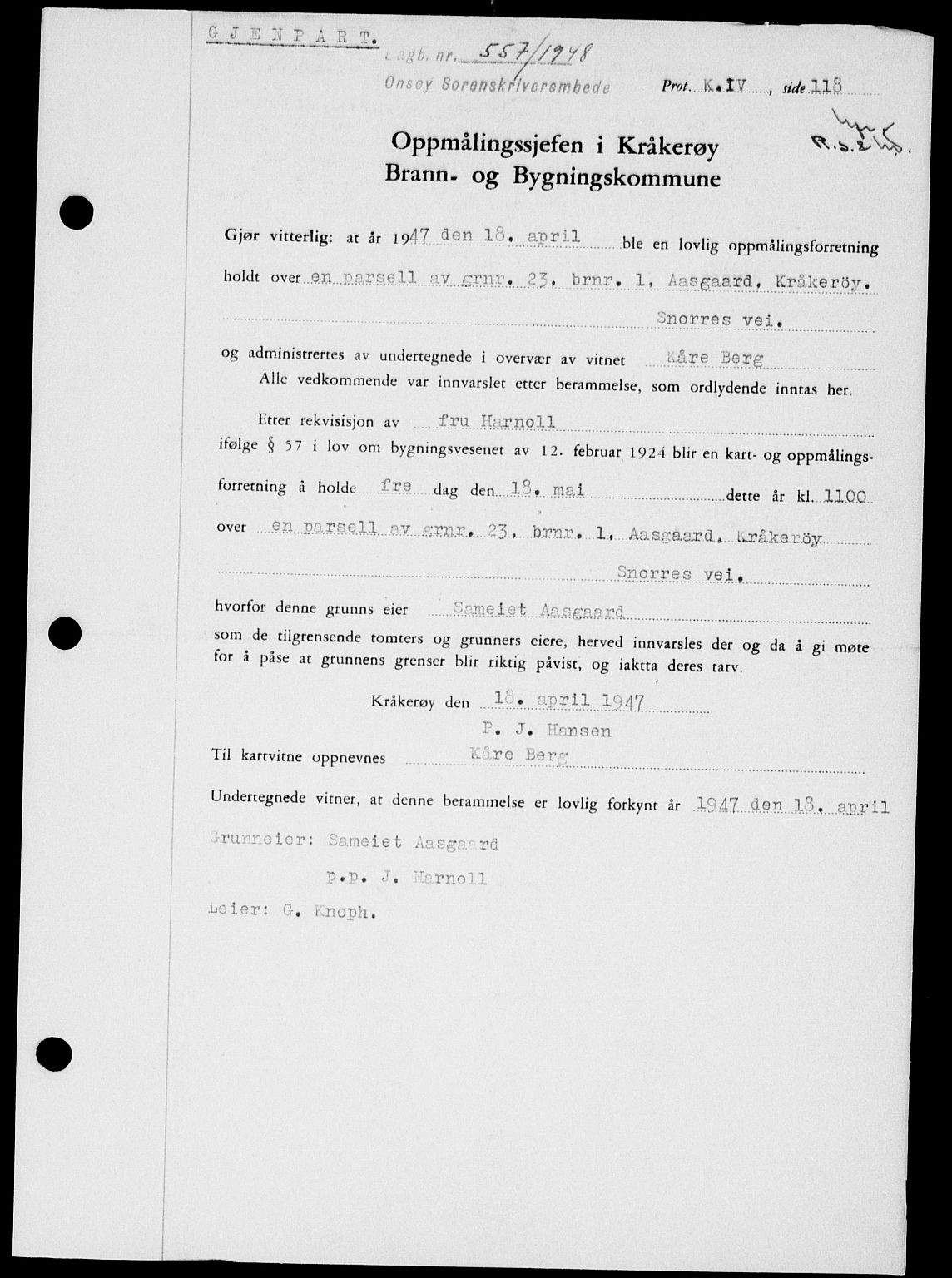Onsøy sorenskriveri, SAO/A-10474/G/Ga/Gab/L0022: Pantebok nr. II A-22, 1947-1948, Dagboknr: 557/1948