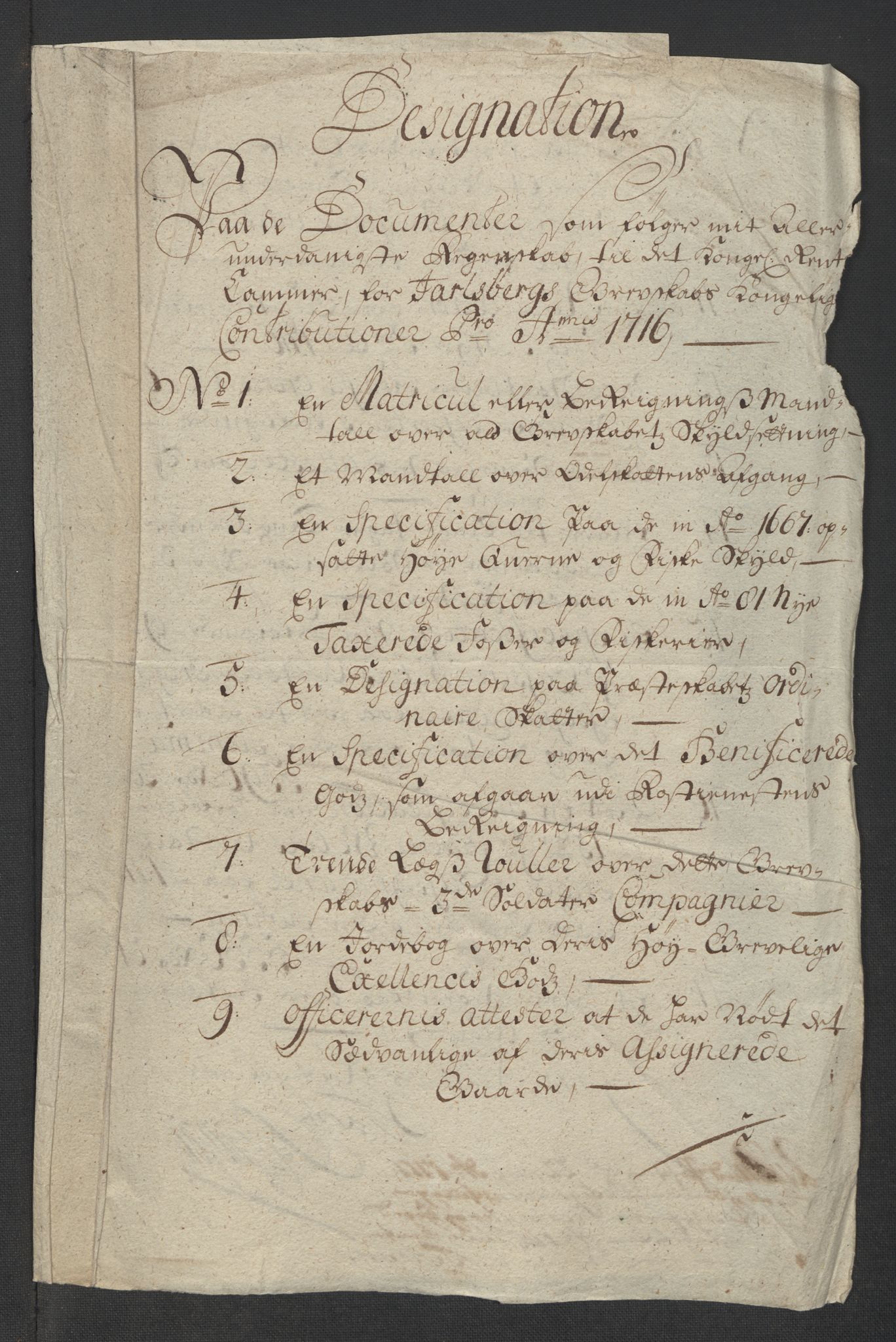 Rentekammeret inntil 1814, Reviderte regnskaper, Fogderegnskap, RA/EA-4092/R32/L1880: Fogderegnskap Jarlsberg grevskap, 1716, s. 12