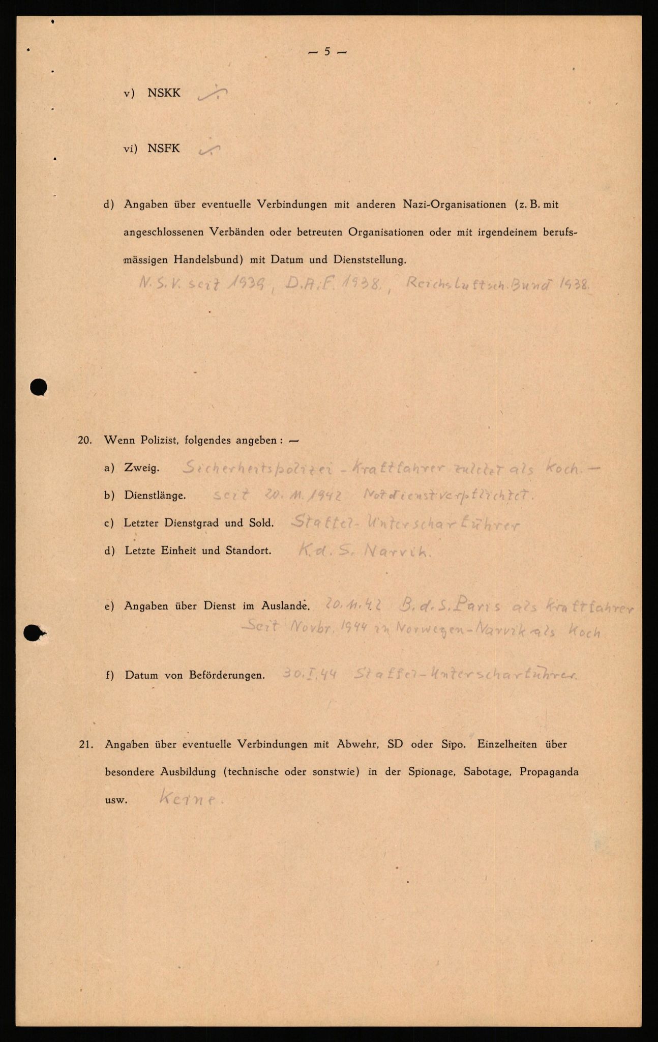 Forsvaret, Forsvarets overkommando II, RA/RAFA-3915/D/Db/L0041: CI Questionaires.  Diverse nasjonaliteter., 1945-1946, s. 221