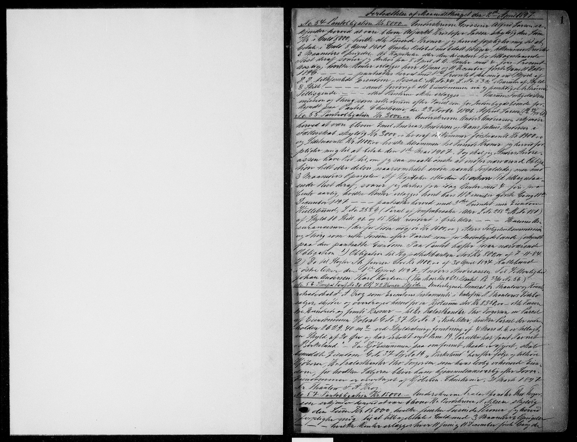 Aker sorenskriveri, SAO/A-10895/G/Gb/Gba/L0034: Pantebok nr. I 34, 1897-1898, s. 0-1