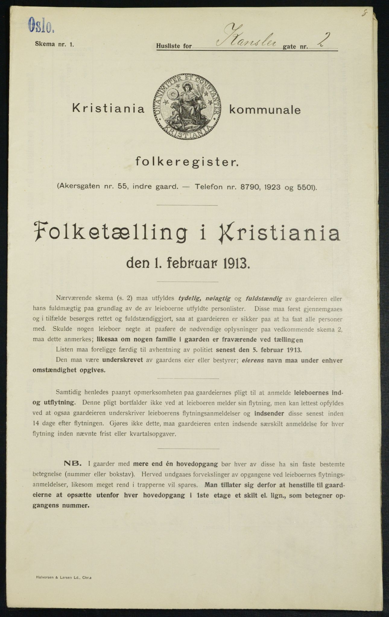 OBA, Kommunal folketelling 1.2.1913 for Kristiania, 1913, s. 47785