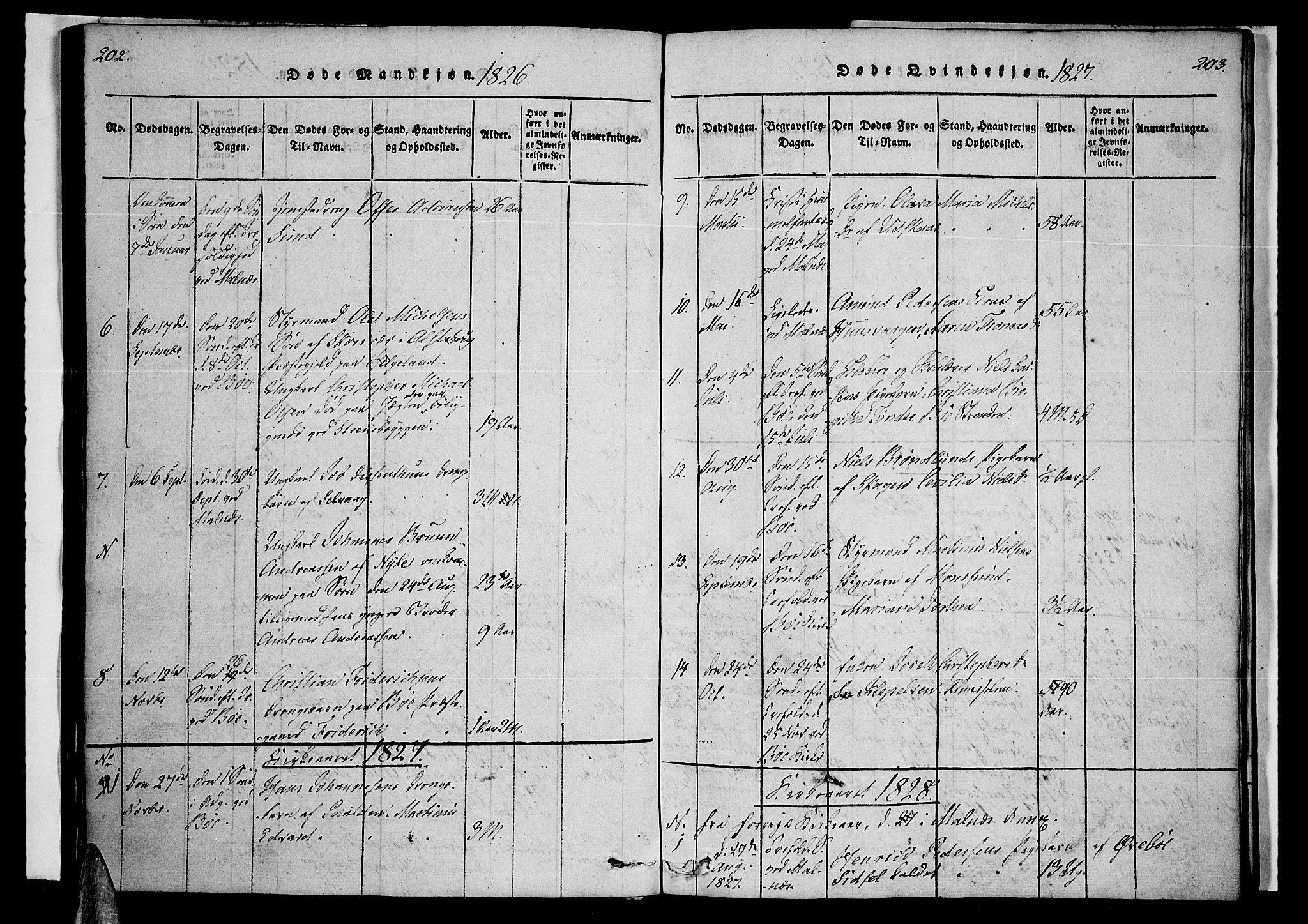 Ministerialprotokoller, klokkerbøker og fødselsregistre - Nordland, AV/SAT-A-1459/891/L1298: Ministerialbok nr. 891A03, 1820-1840, s. 202-203