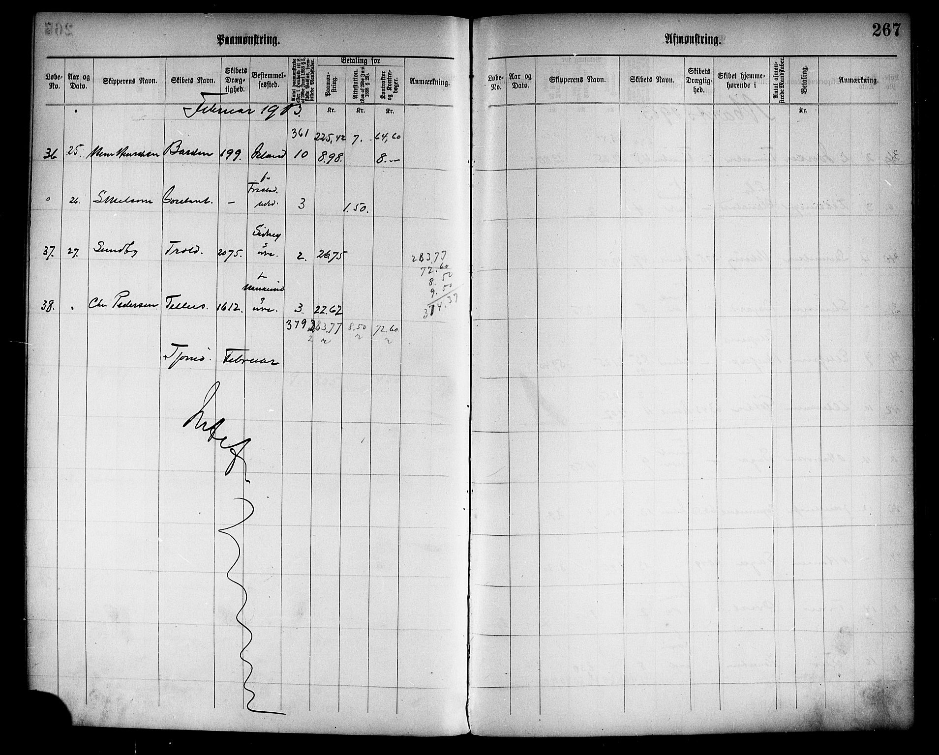 Tønsberg innrulleringskontor, AV/SAKO-A-786/H/Ha/L0005: Mønstringsjournal, 1896-1906, s. 271