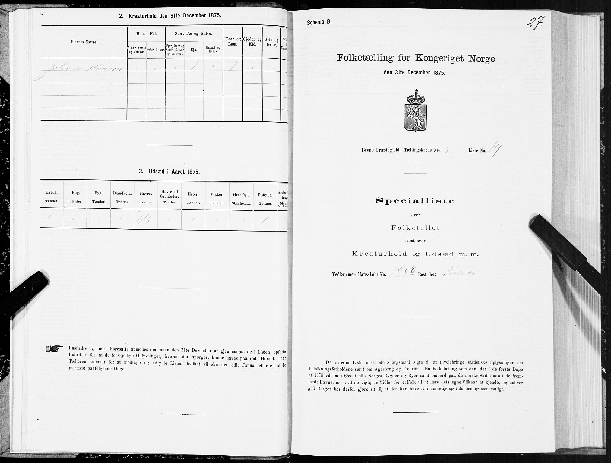 SAT, Folketelling 1875 for 1814P Brønnøy prestegjeld, 1875, s. 3027