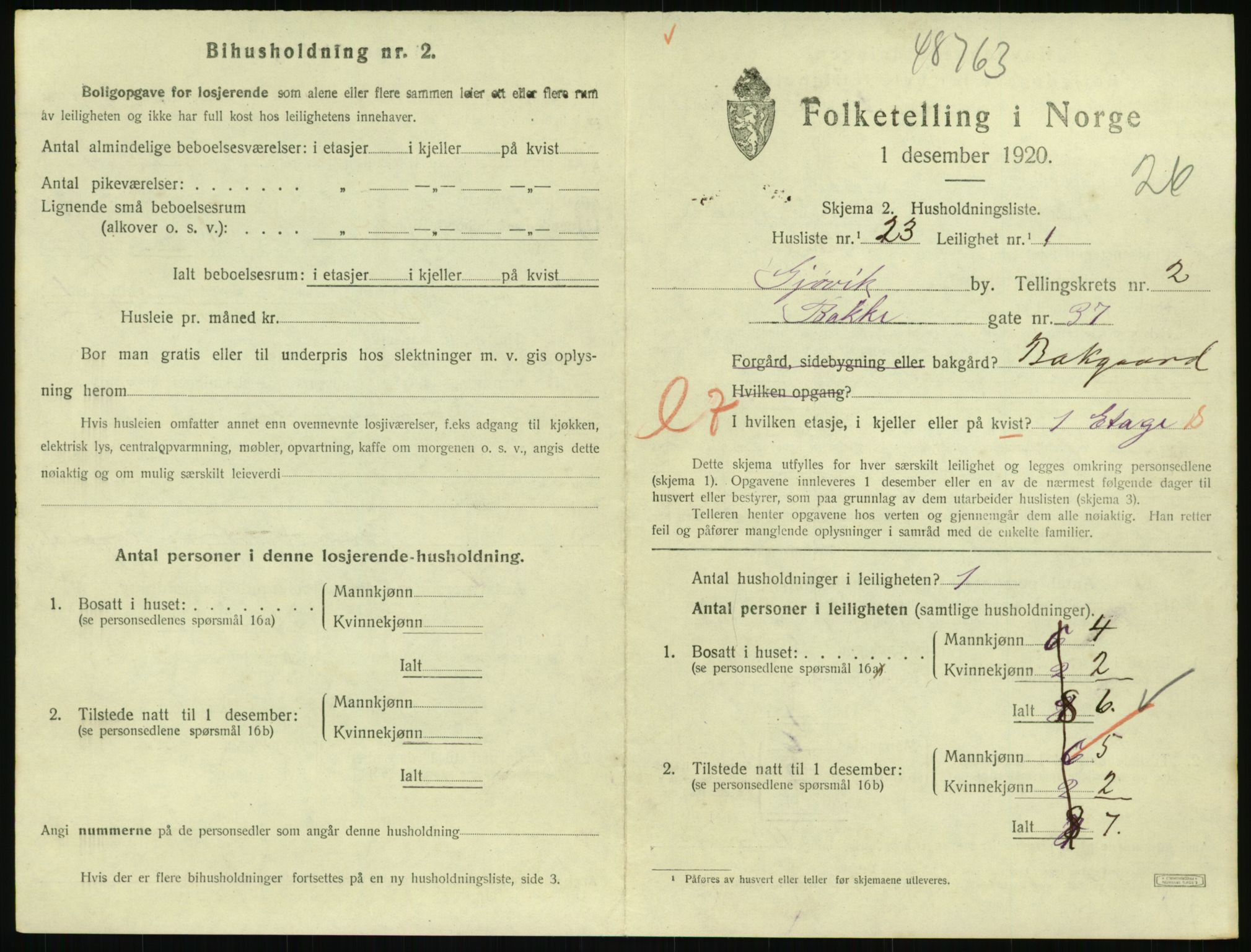 SAH, Folketelling 1920 for 0502 Gjøvik kjøpstad, 1920, s. 1156