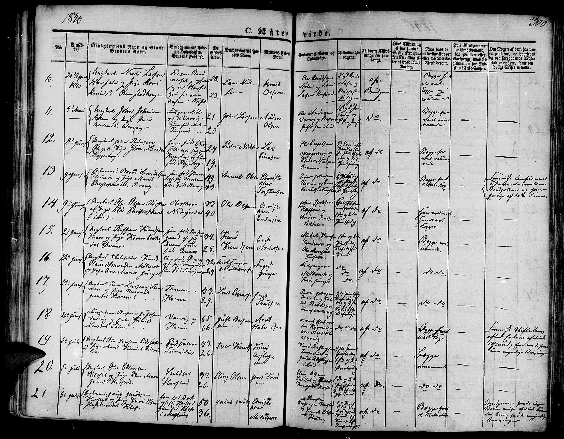 Ministerialprotokoller, klokkerbøker og fødselsregistre - Møre og Romsdal, SAT/A-1454/586/L0983: Ministerialbok nr. 586A09, 1829-1843, s. 300