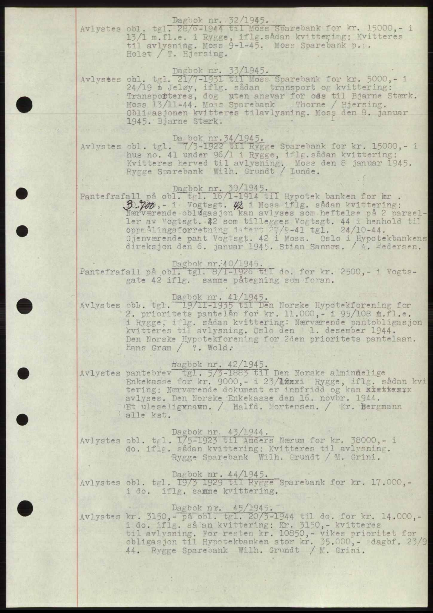 Moss sorenskriveri, SAO/A-10168: Pantebok nr. C10, 1938-1950, Dagboknr: 32/1945