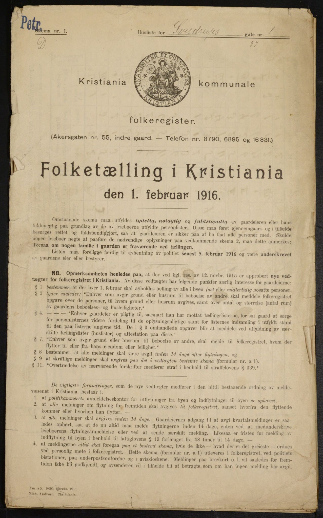 OBA, Kommunal folketelling 1.2.1916 for Kristiania, 1916, s. 107789