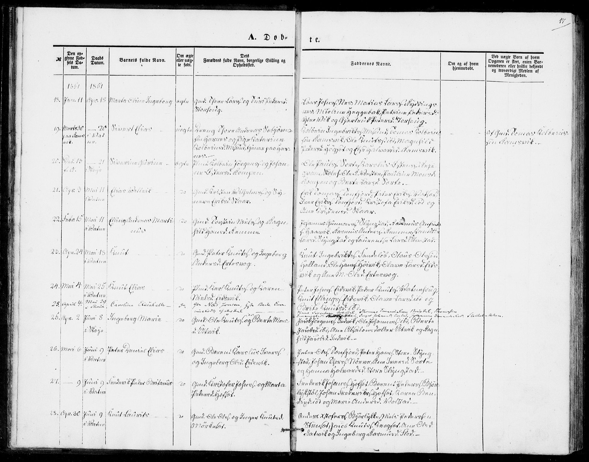 Ministerialprotokoller, klokkerbøker og fødselsregistre - Møre og Romsdal, SAT/A-1454/524/L0353: Ministerialbok nr. 524A05, 1848-1856, s. 17