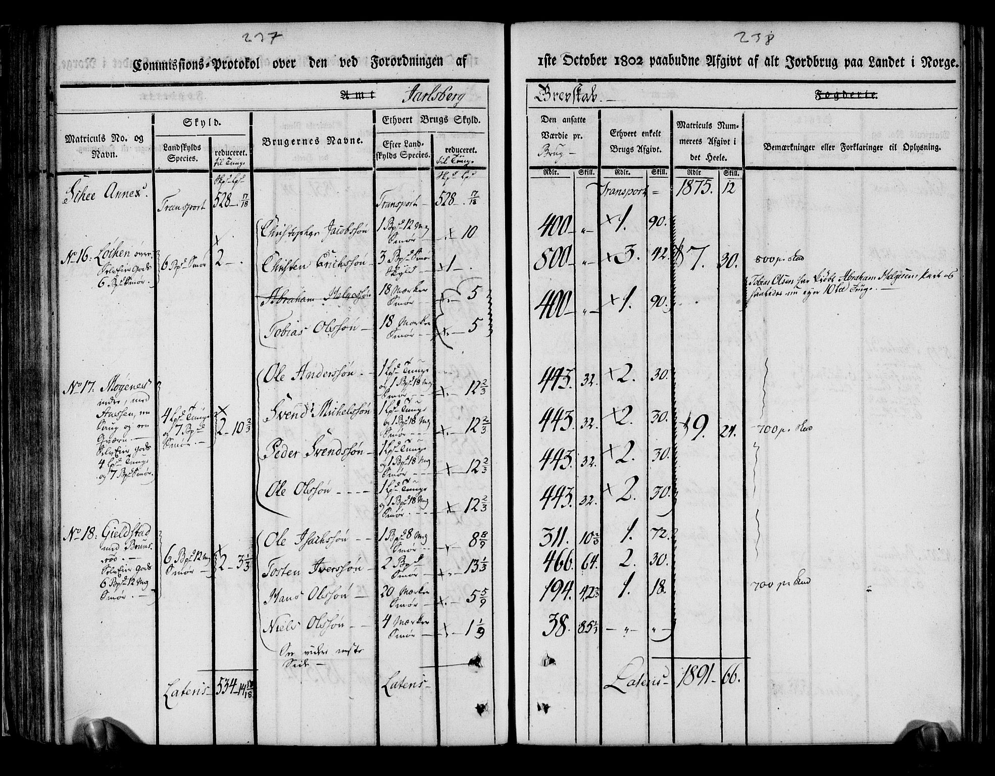 Rentekammeret inntil 1814, Realistisk ordnet avdeling, AV/RA-EA-4070/N/Ne/Nea/L0175: Jarlsberg grevskap. Kommisjonsprotokoll for grevskapets søndre distrikt - Ramnes, Sem, Stokke, Borre, Andebu og Nøtterøy prestegjeld, 1803, s. 120