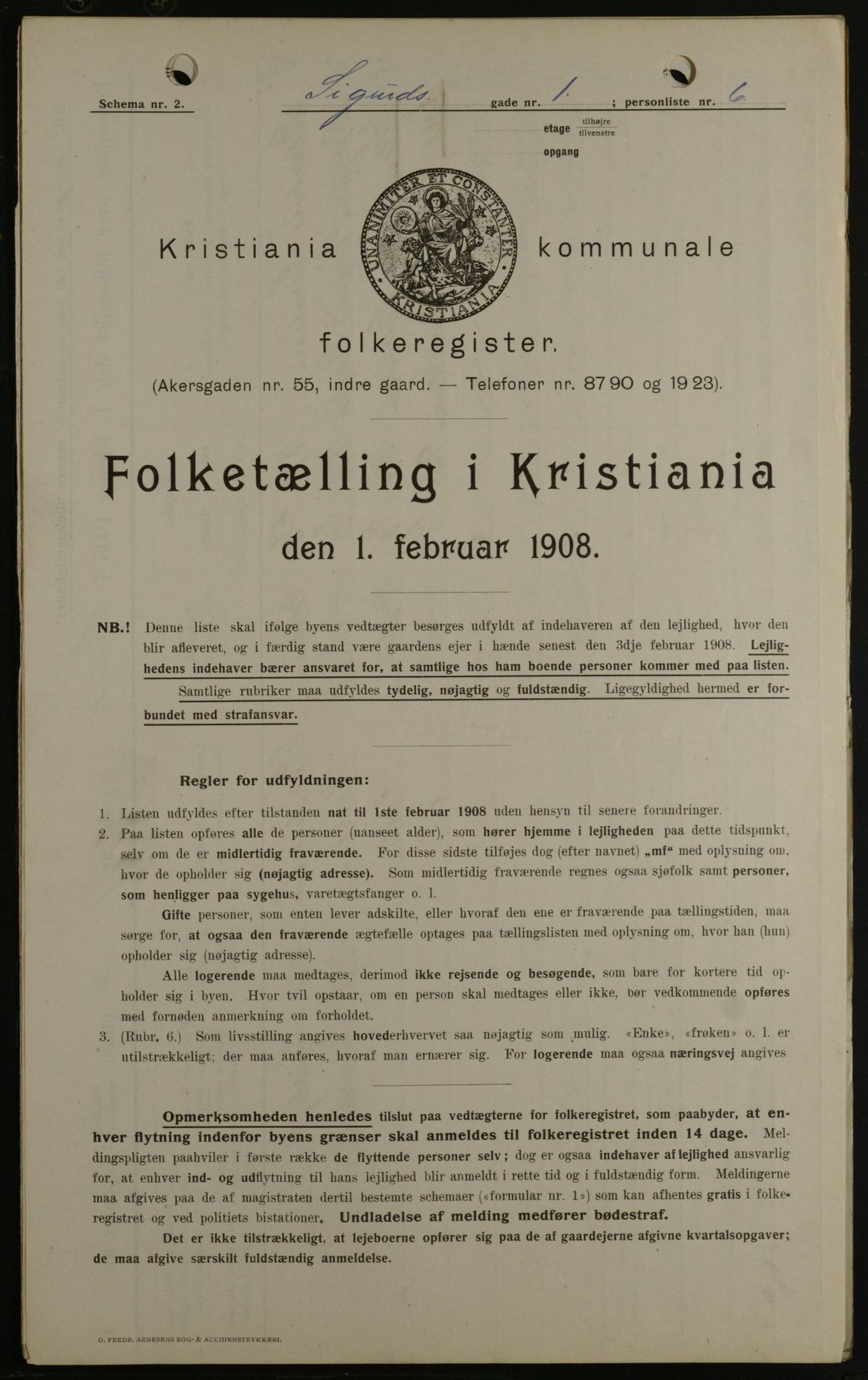 OBA, Kommunal folketelling 1.2.1908 for Kristiania kjøpstad, 1908, s. 85329