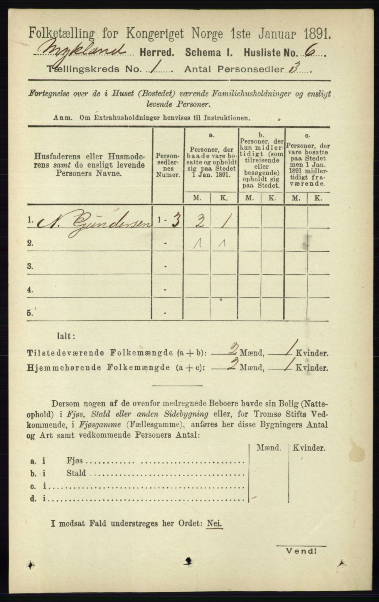 RA, Folketelling 1891 for 0932 Mykland herred, 1891, s. 17