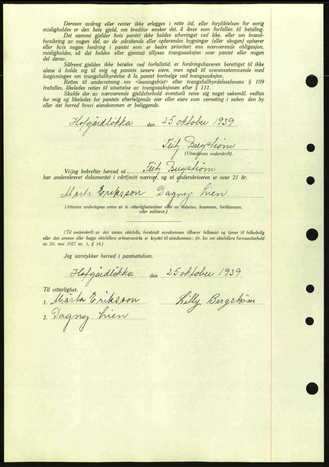 Idd og Marker sorenskriveri, AV/SAO-A-10283/G/Gb/Gbc/L0002: Pantebok nr. B4-9a, 1939-1945, Dagboknr: 1420/1939