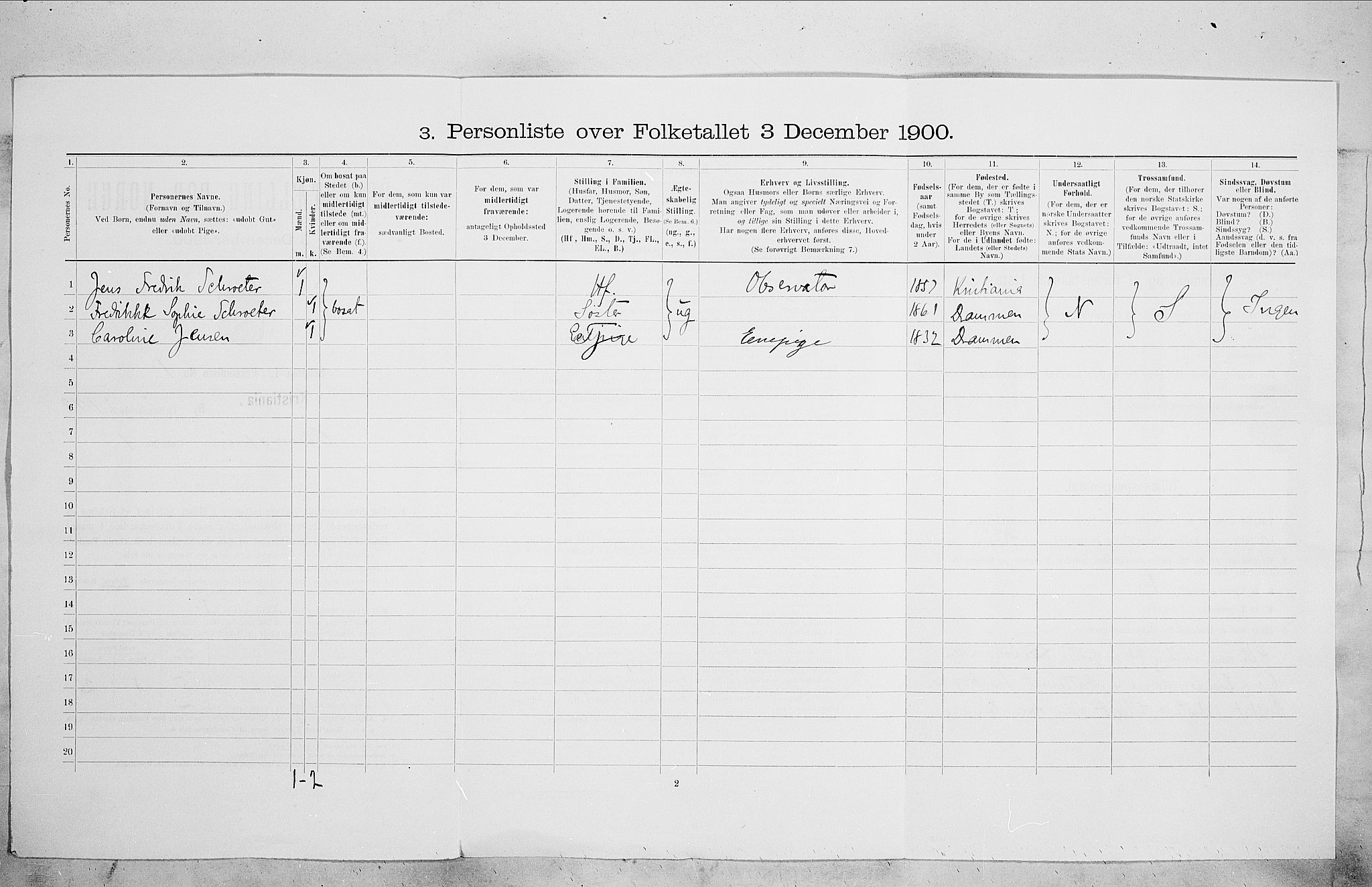 SAO, Folketelling 1900 for 0301 Kristiania kjøpstad, 1900, s. 67116