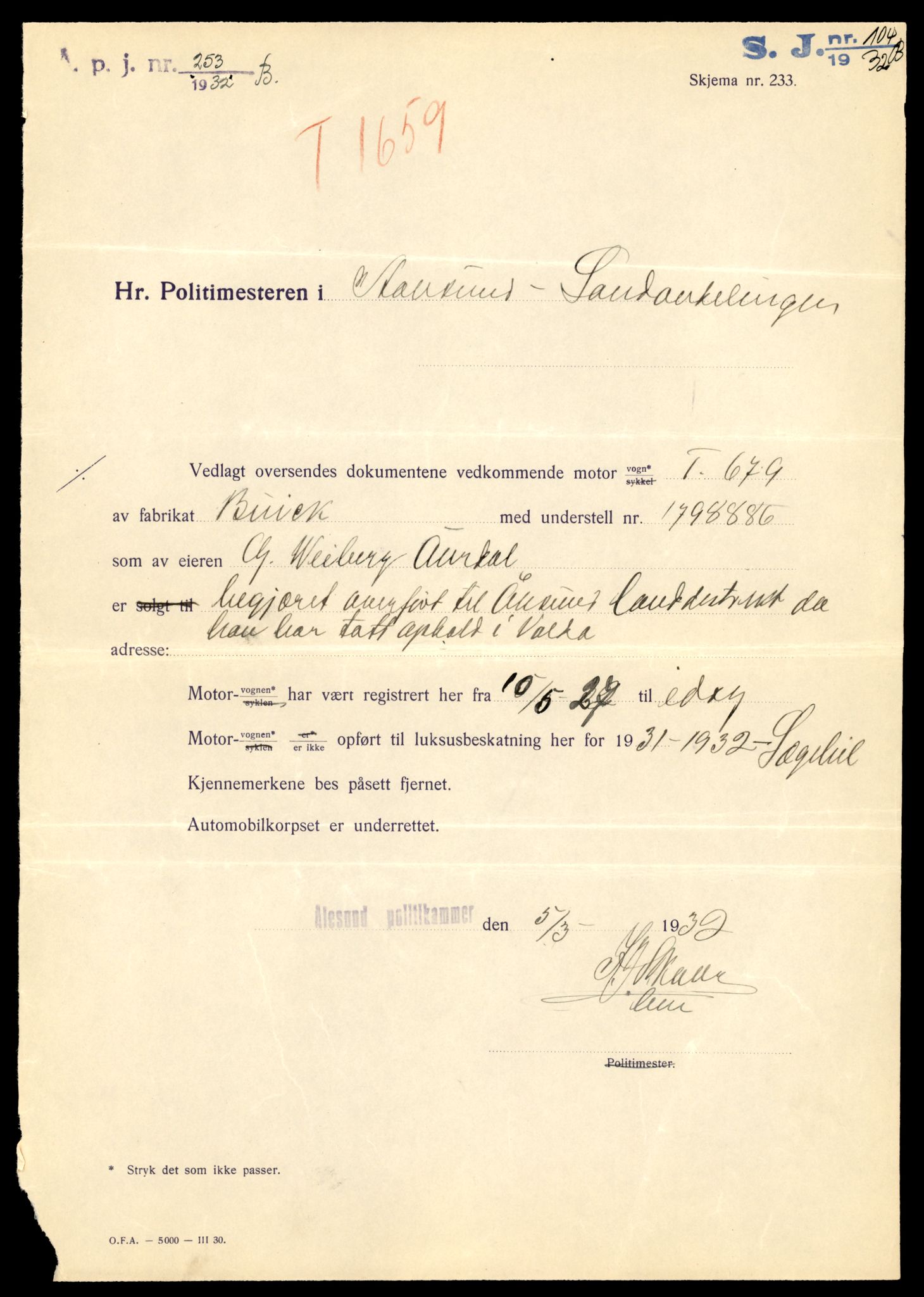 Møre og Romsdal vegkontor - Ålesund trafikkstasjon, AV/SAT-A-4099/F/Fe/L0049: Registreringskort for kjøretøy T 14864 - T 18613, 1927-1998, s. 2459