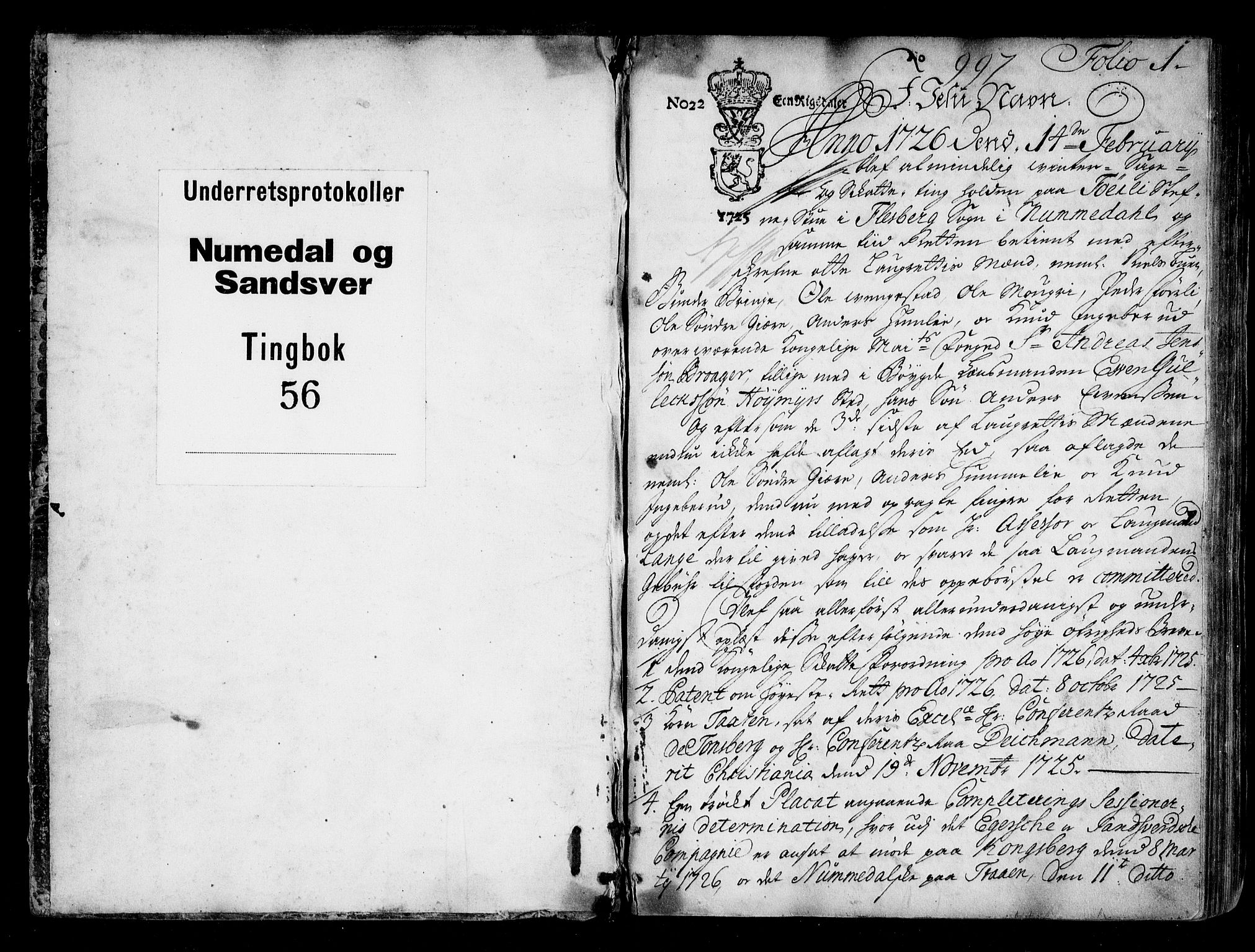Numedal og Sandsvær sorenskriveri, SAKO/A-128/F/Fa/Faa/L0056: Tingbøker, 1726, s. 0b-1a