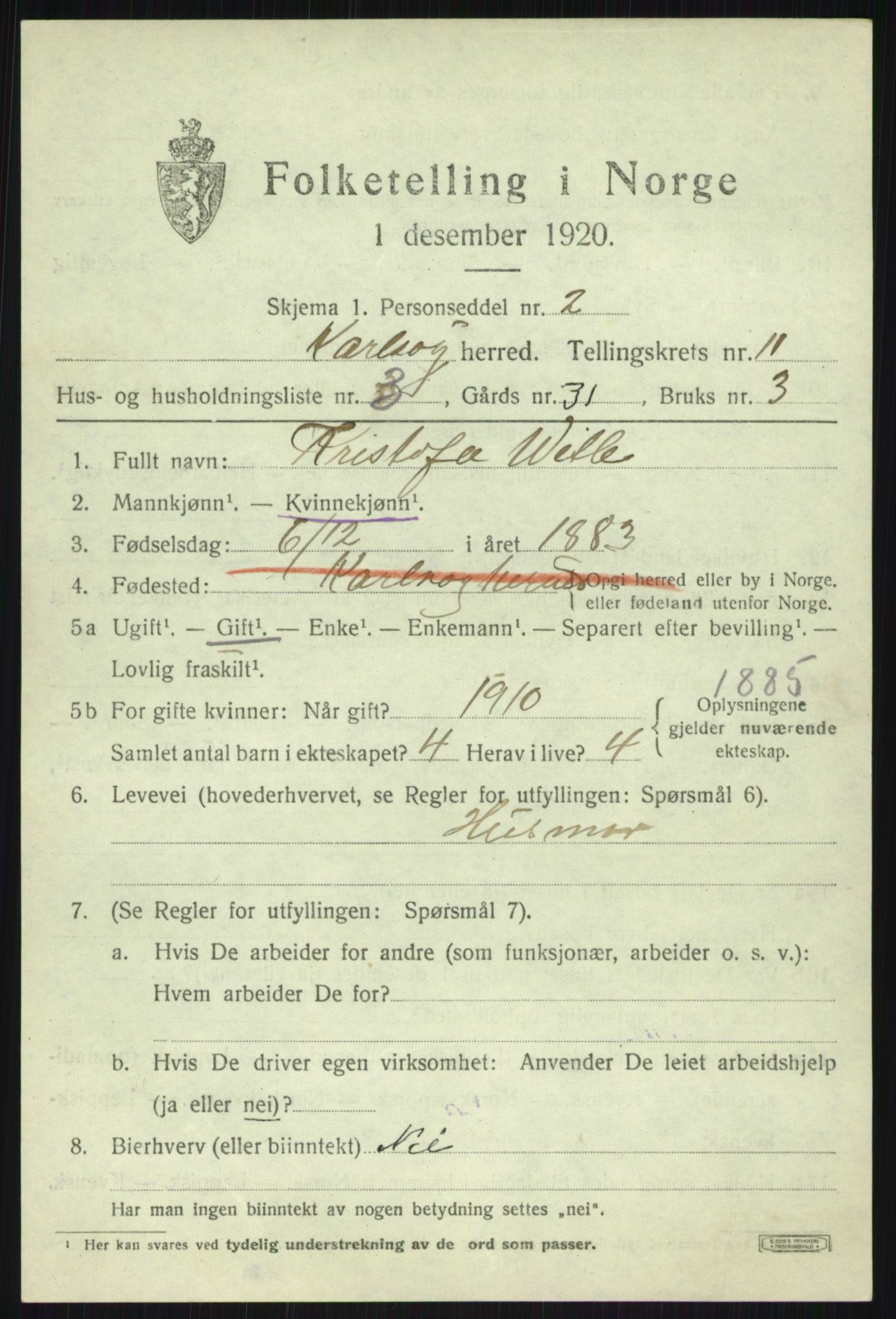SATØ, Folketelling 1920 for 1936 Karlsøy herred, 1920, s. 4008