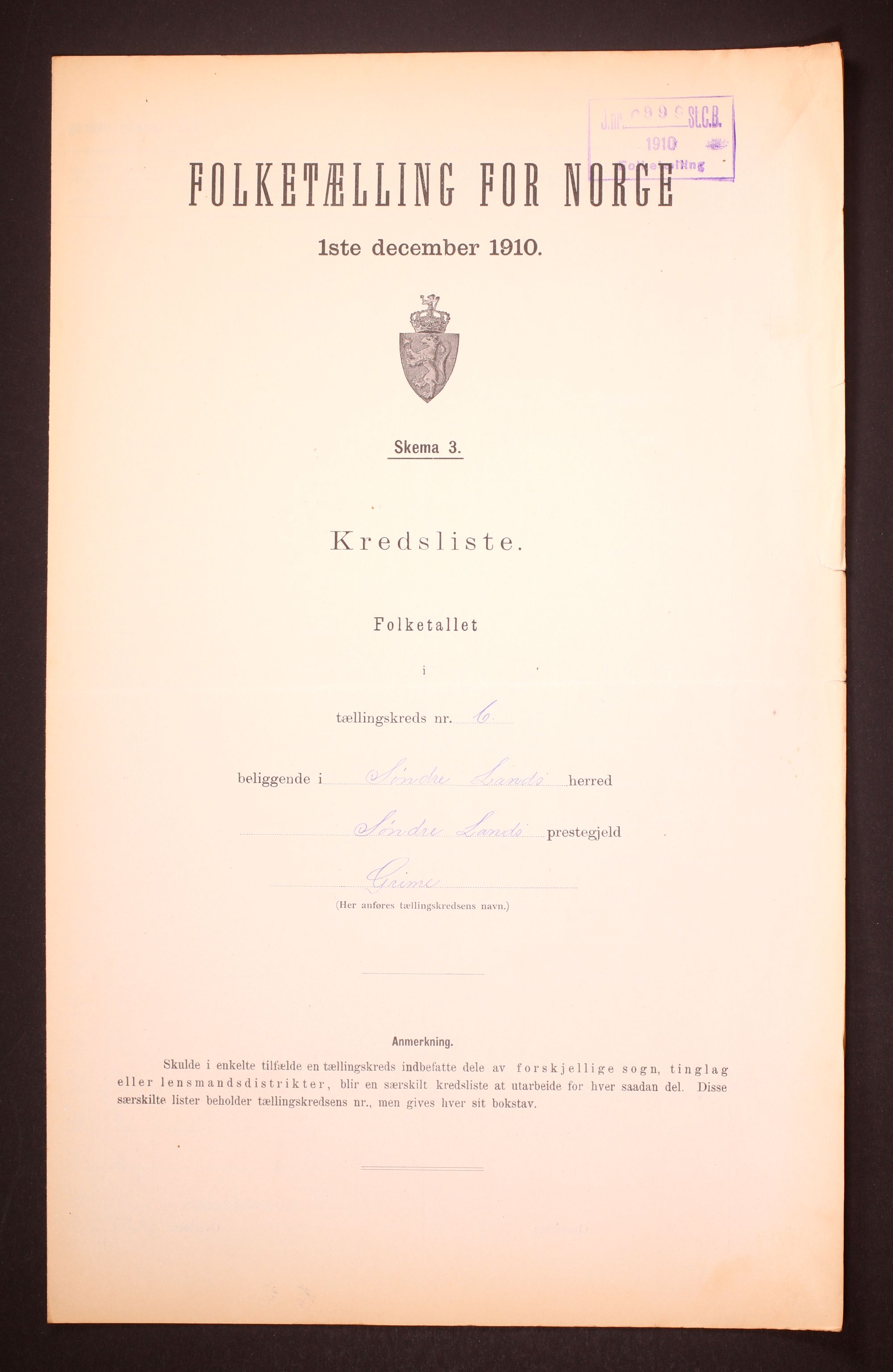 RA, Folketelling 1910 for 0536 Søndre Land herred, 1910, s. 27