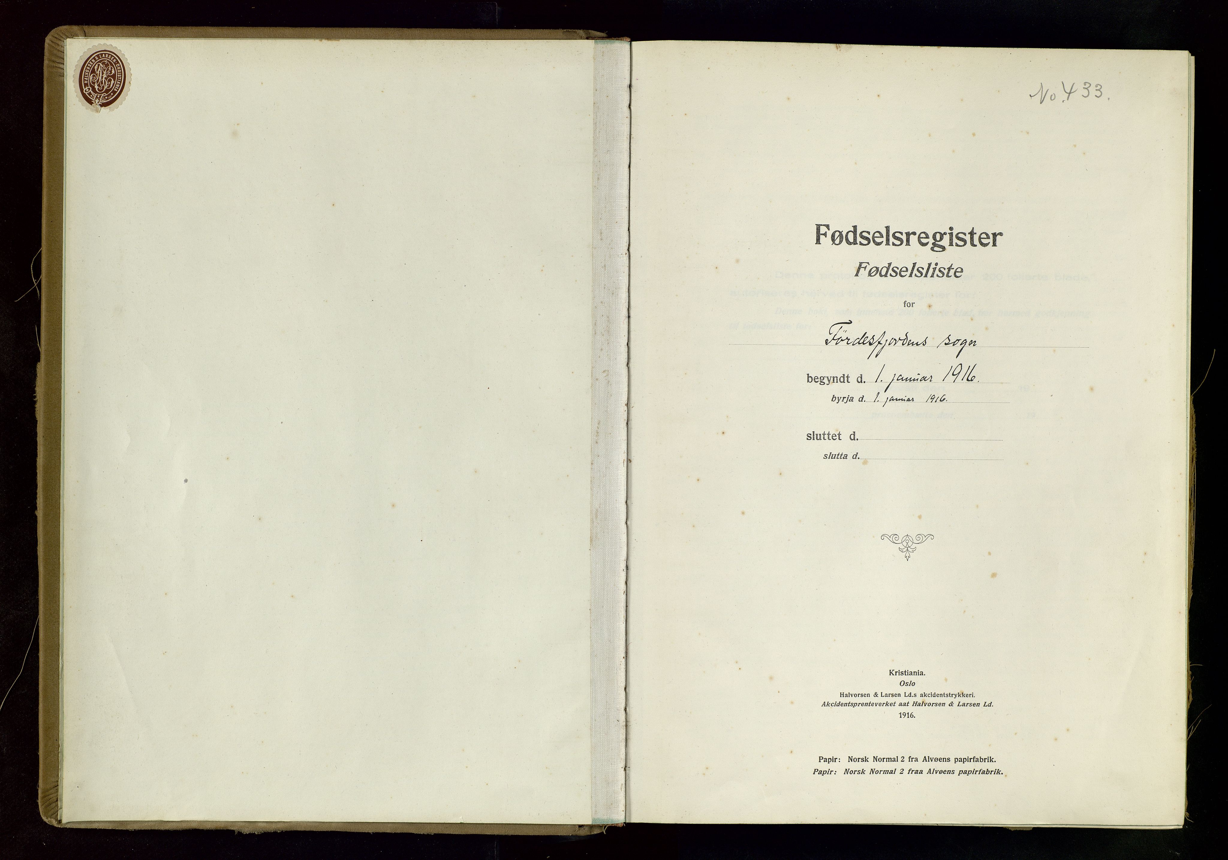 Tysvær sokneprestkontor, SAST/A -101864/I/Id/L0004: Fødselsregister nr. 4, 1916-1979