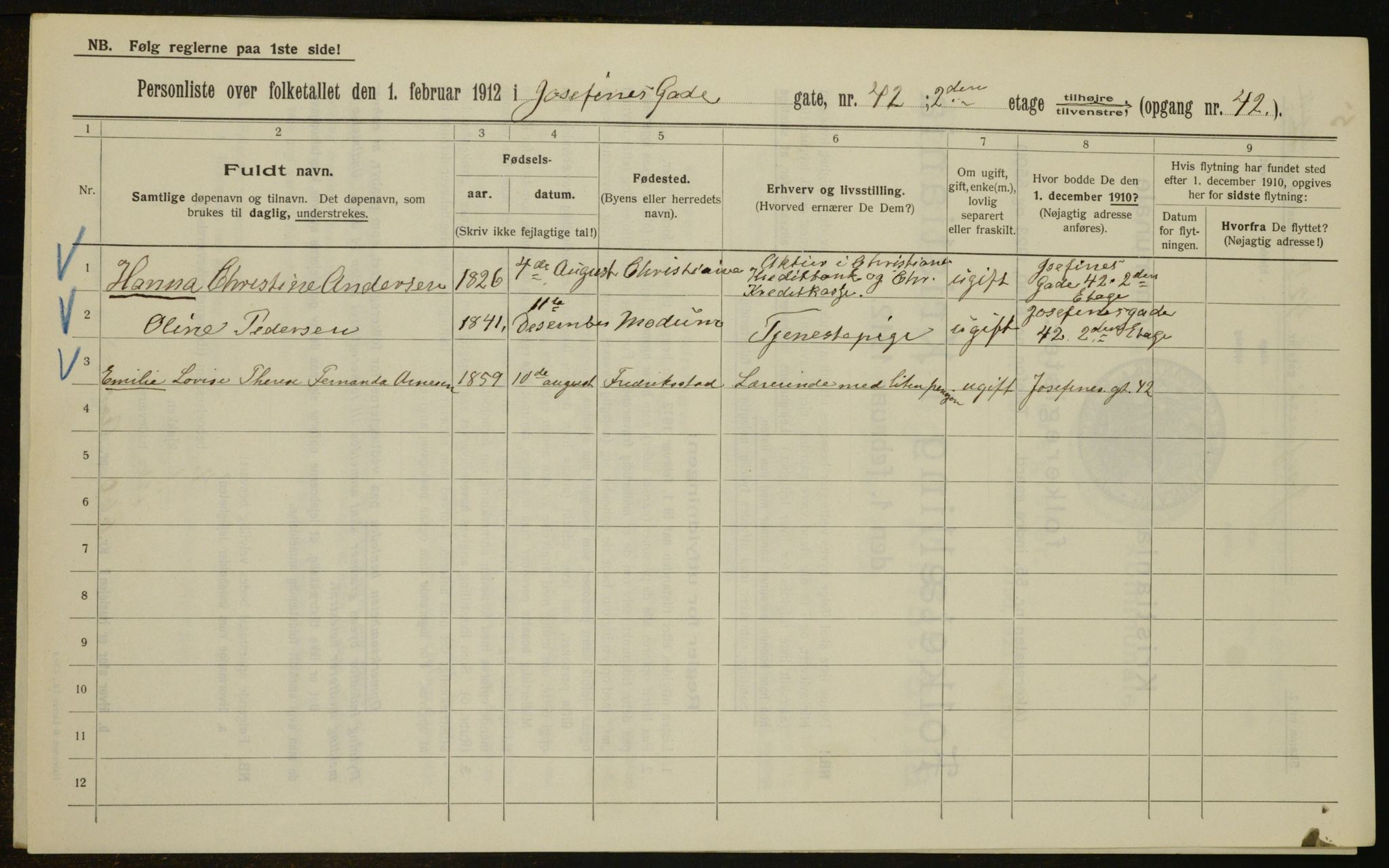 OBA, Kommunal folketelling 1.2.1912 for Kristiania, 1912, s. 47917