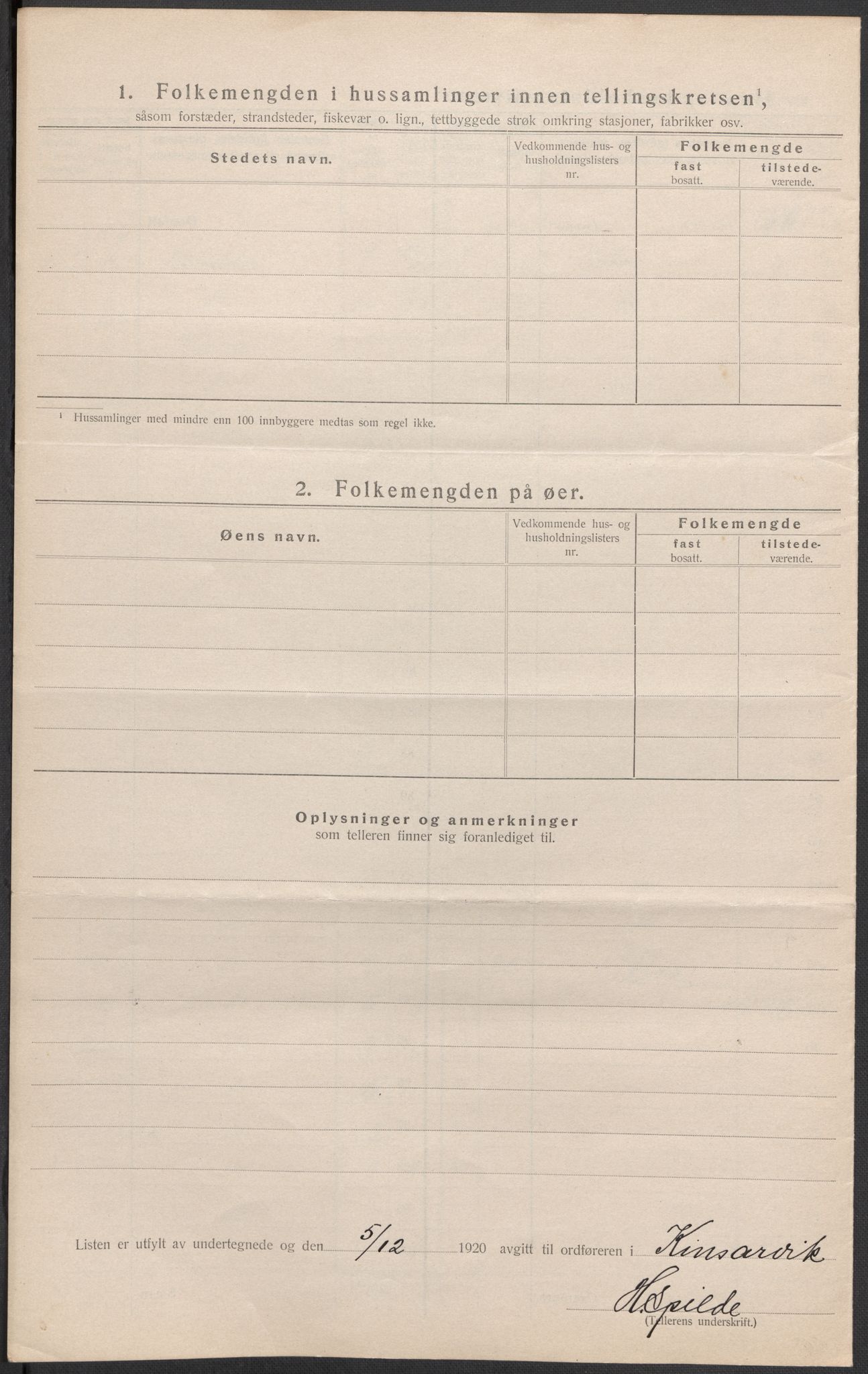 SAB, Folketelling 1920 for 1231 Kinsarvik herred, 1920, s. 10