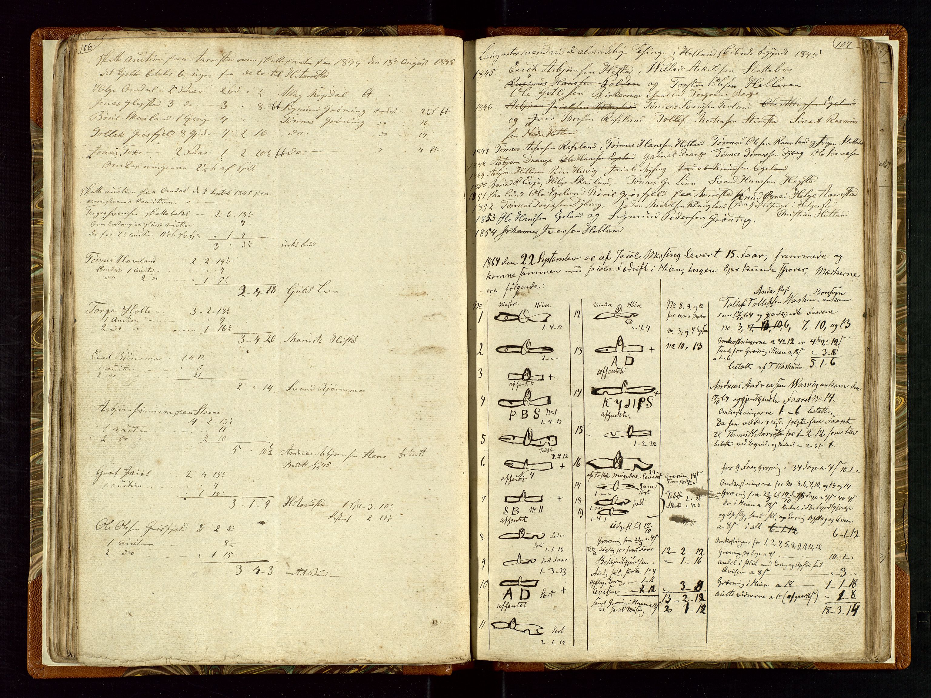 Helleland lensmannskontor, AV/SAST-A-100209/Ya/L0003: Diverseprotokoll, 1842-1960, s. 106-107