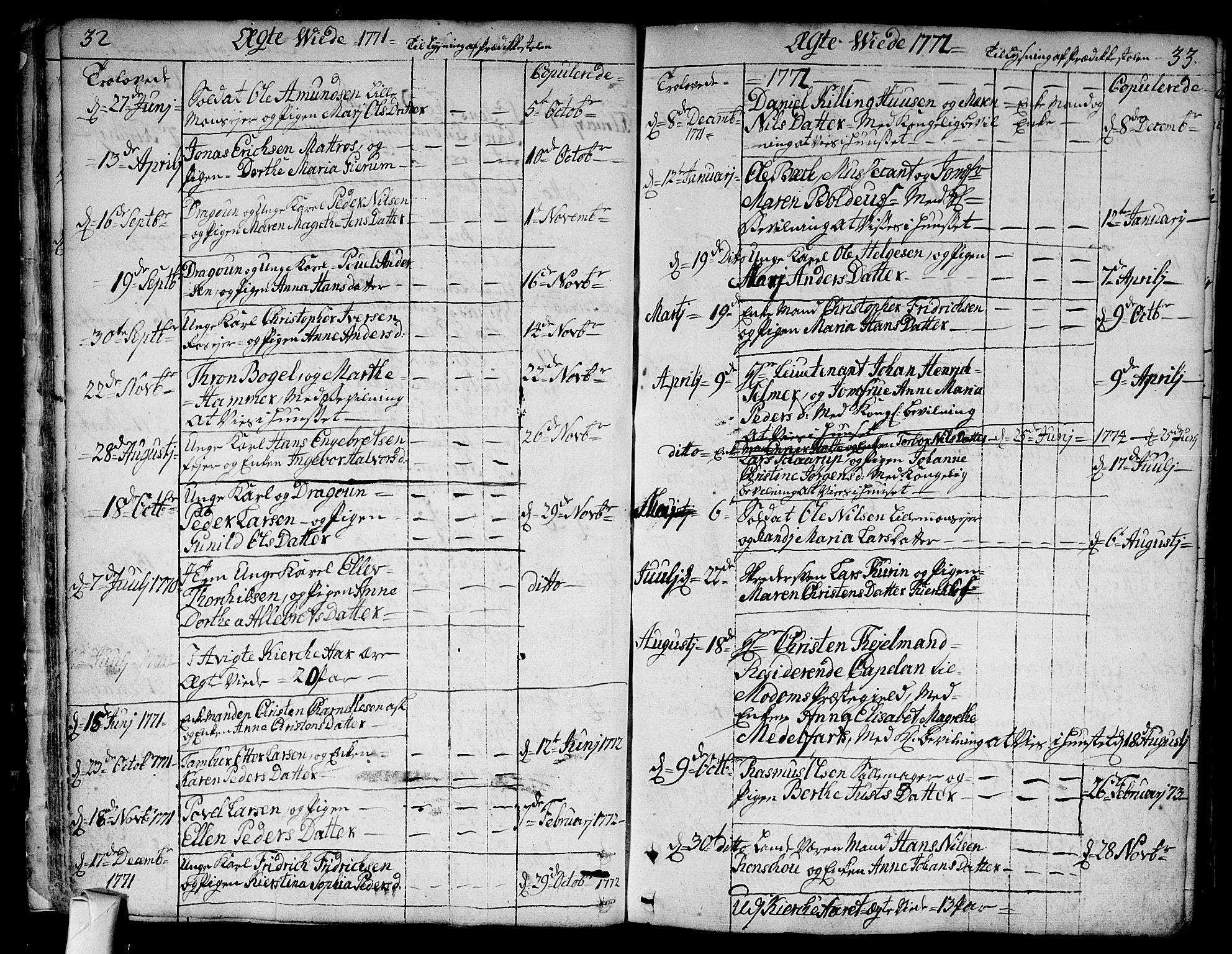 Bragernes kirkebøker, AV/SAKO-A-6/F/Fa/L0005: Ministerialbok nr. I 5, 1759-1781, s. 32-33