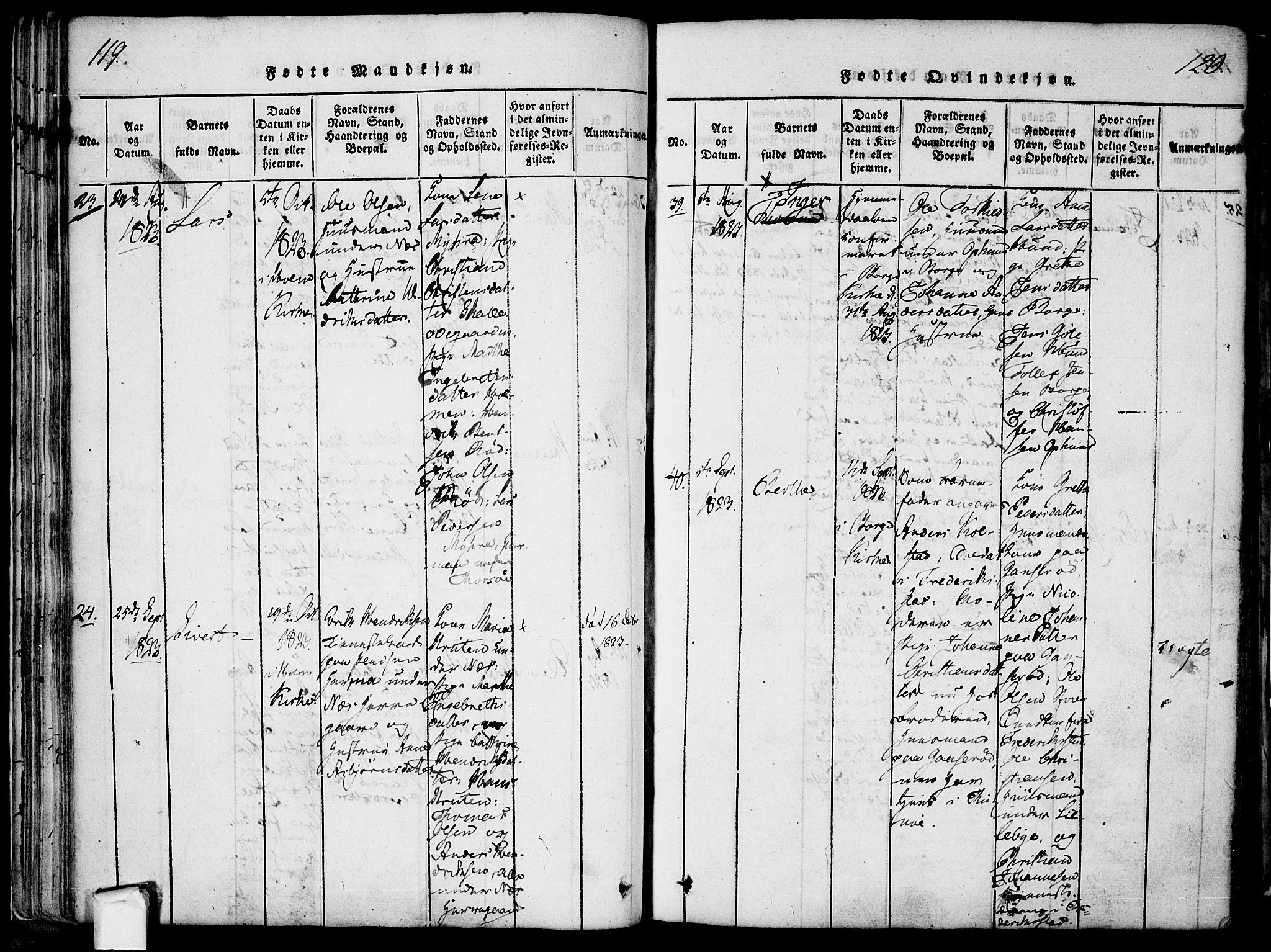 Borge prestekontor Kirkebøker, AV/SAO-A-10903/F/Fa/L0003: Ministerialbok nr. I 3, 1815-1836, s. 119-120