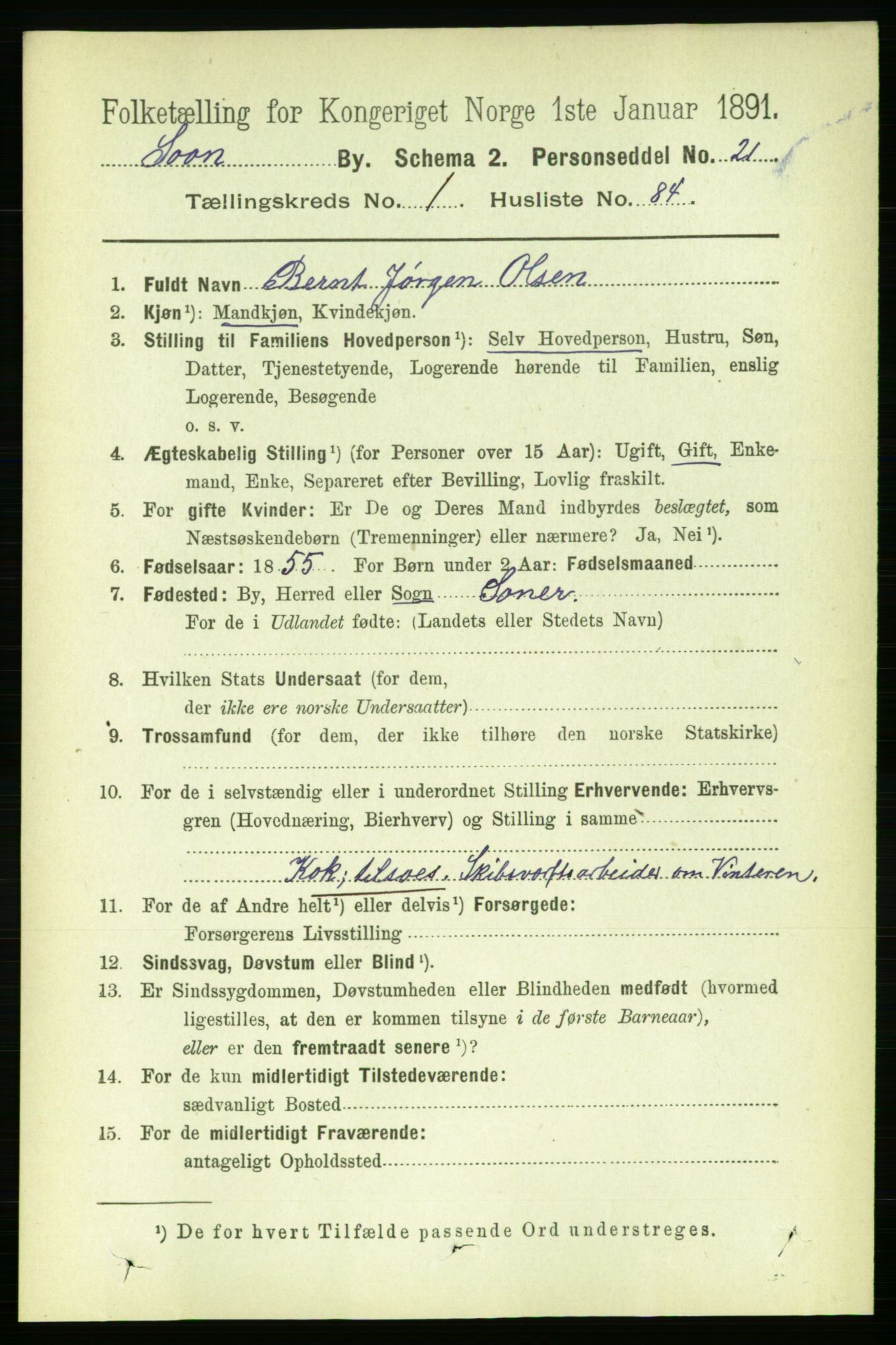 RA, Folketelling 1891 for 0201 Son ladested, 1891, s. 623