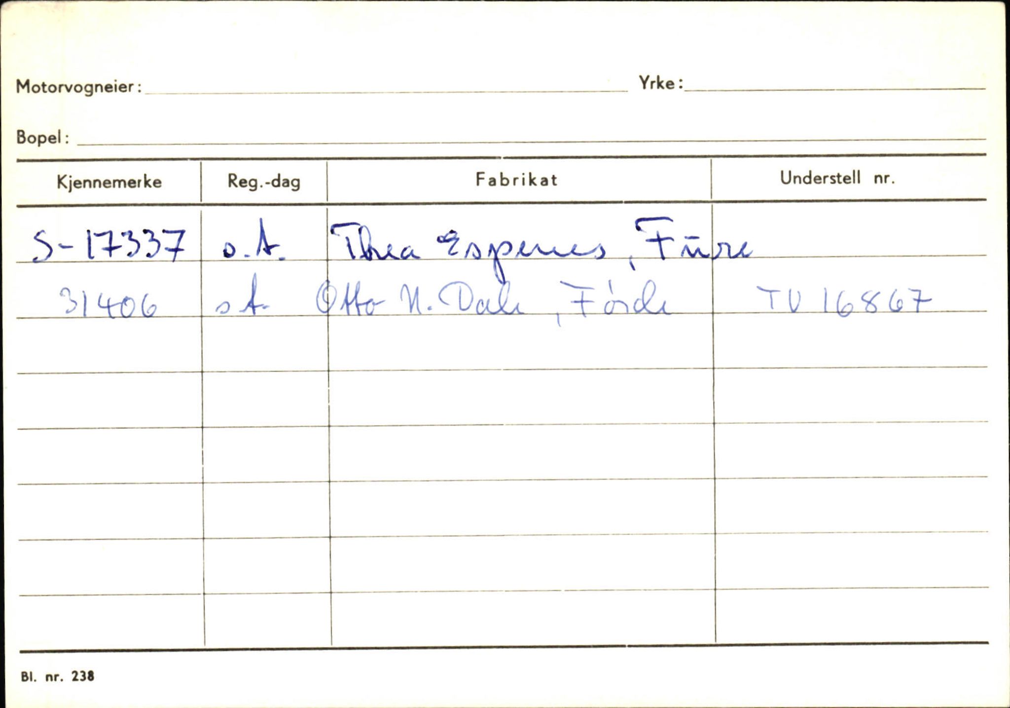 Statens vegvesen, Sogn og Fjordane vegkontor, AV/SAB-A-5301/4/F/L0124: Eigarregister Sogndal A-U, 1945-1975, s. 31