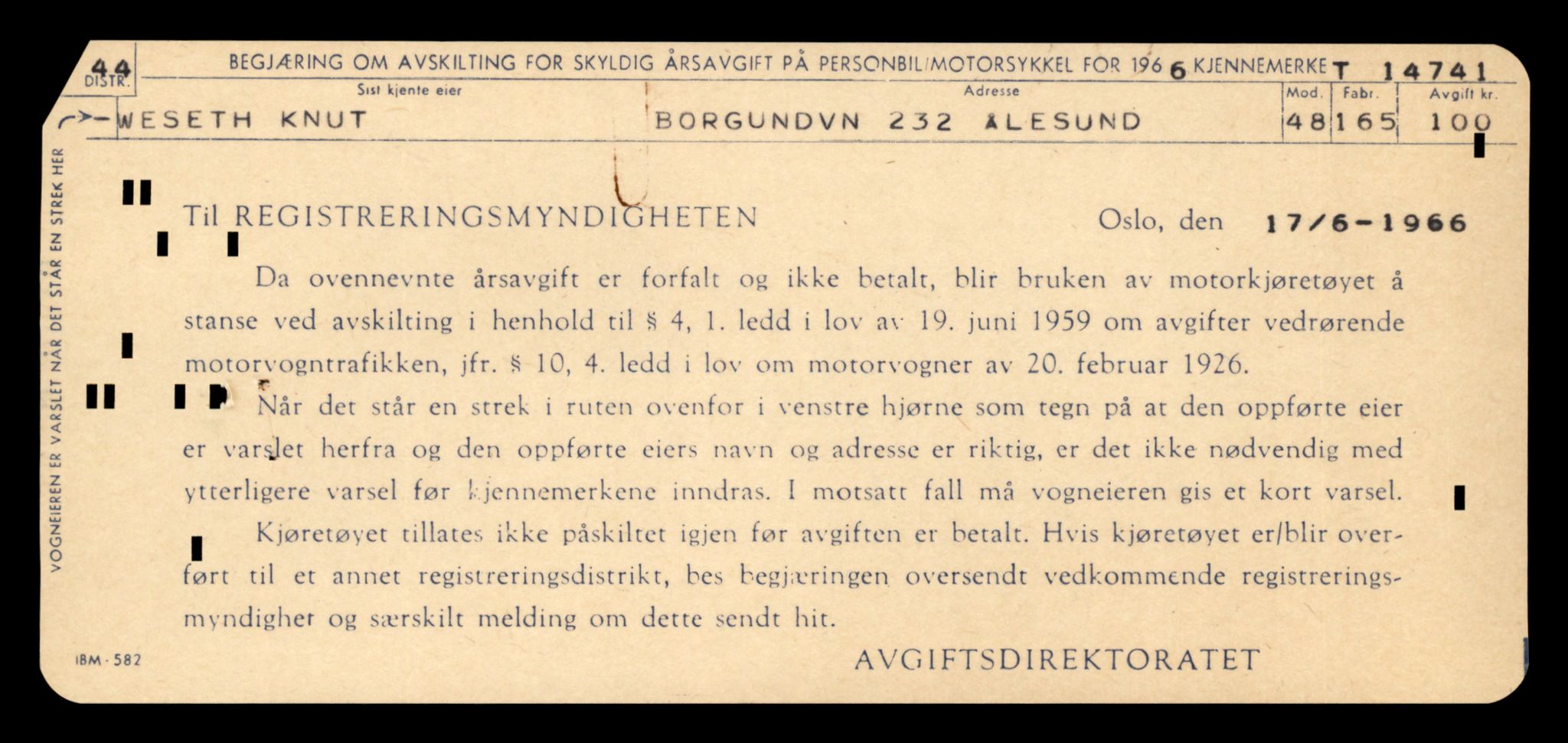 Møre og Romsdal vegkontor - Ålesund trafikkstasjon, AV/SAT-A-4099/F/Fe/L0048: Registreringskort for kjøretøy T 14721 - T 14863, 1927-1998, s. 409
